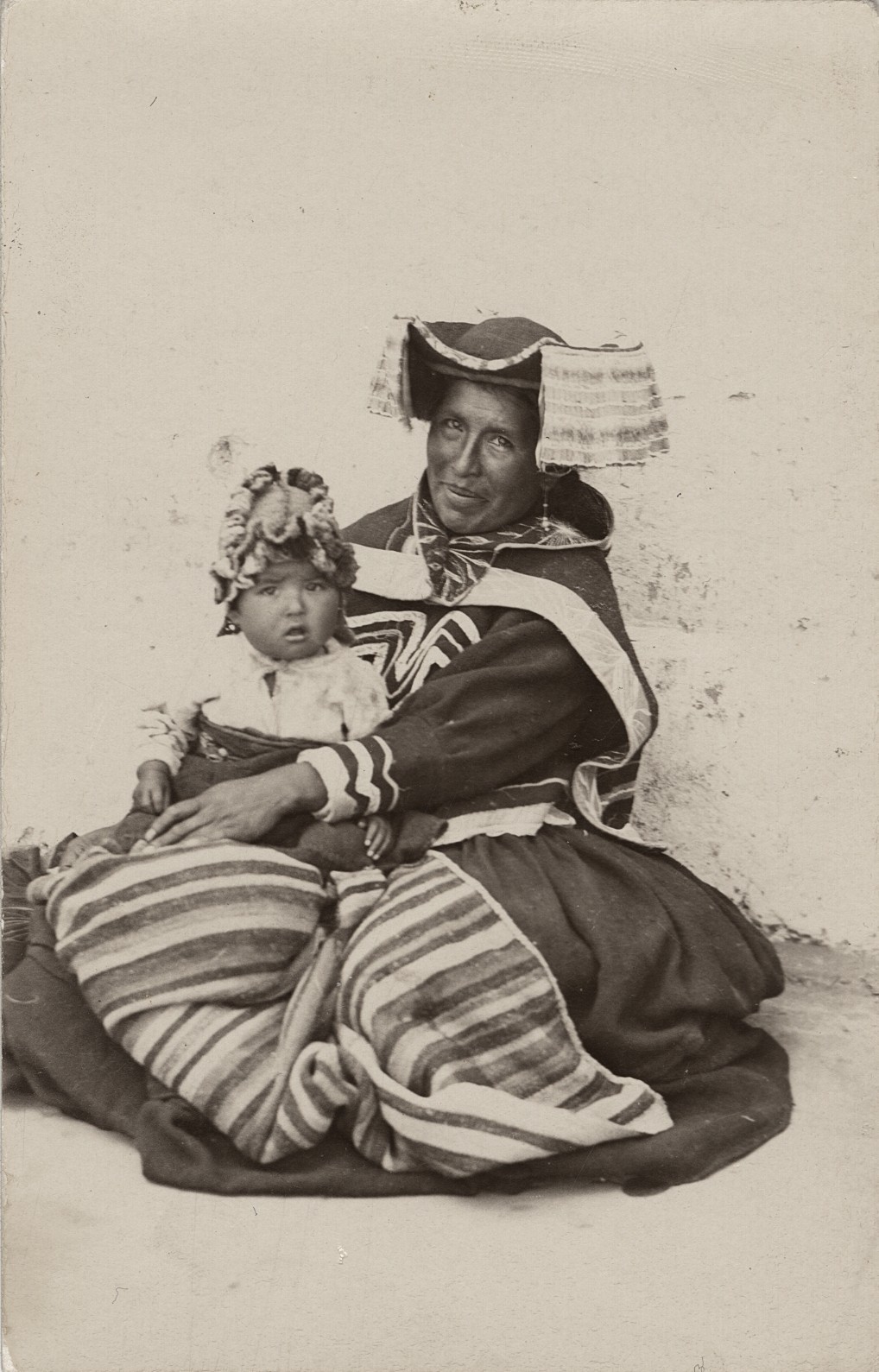 c. 1940's Indigenous Andean Woman with Child, Peru RPPC by Martin Chambi Jiménez
