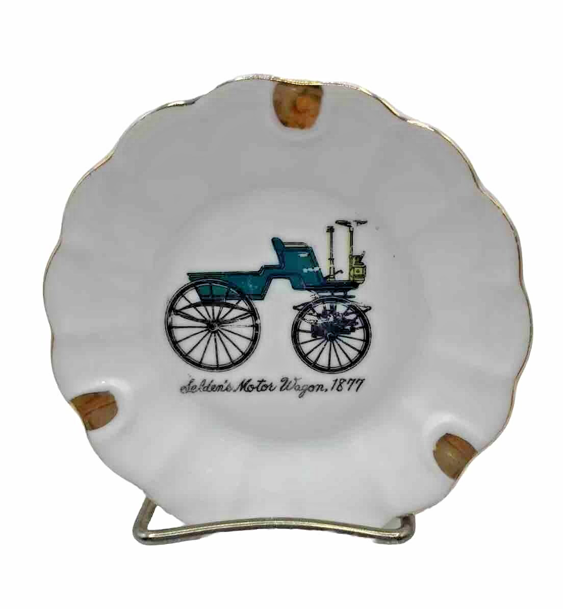 VTG Seldens Motor Wagon 1877 Ashtray Japan Goldtone Car Dish Collectible