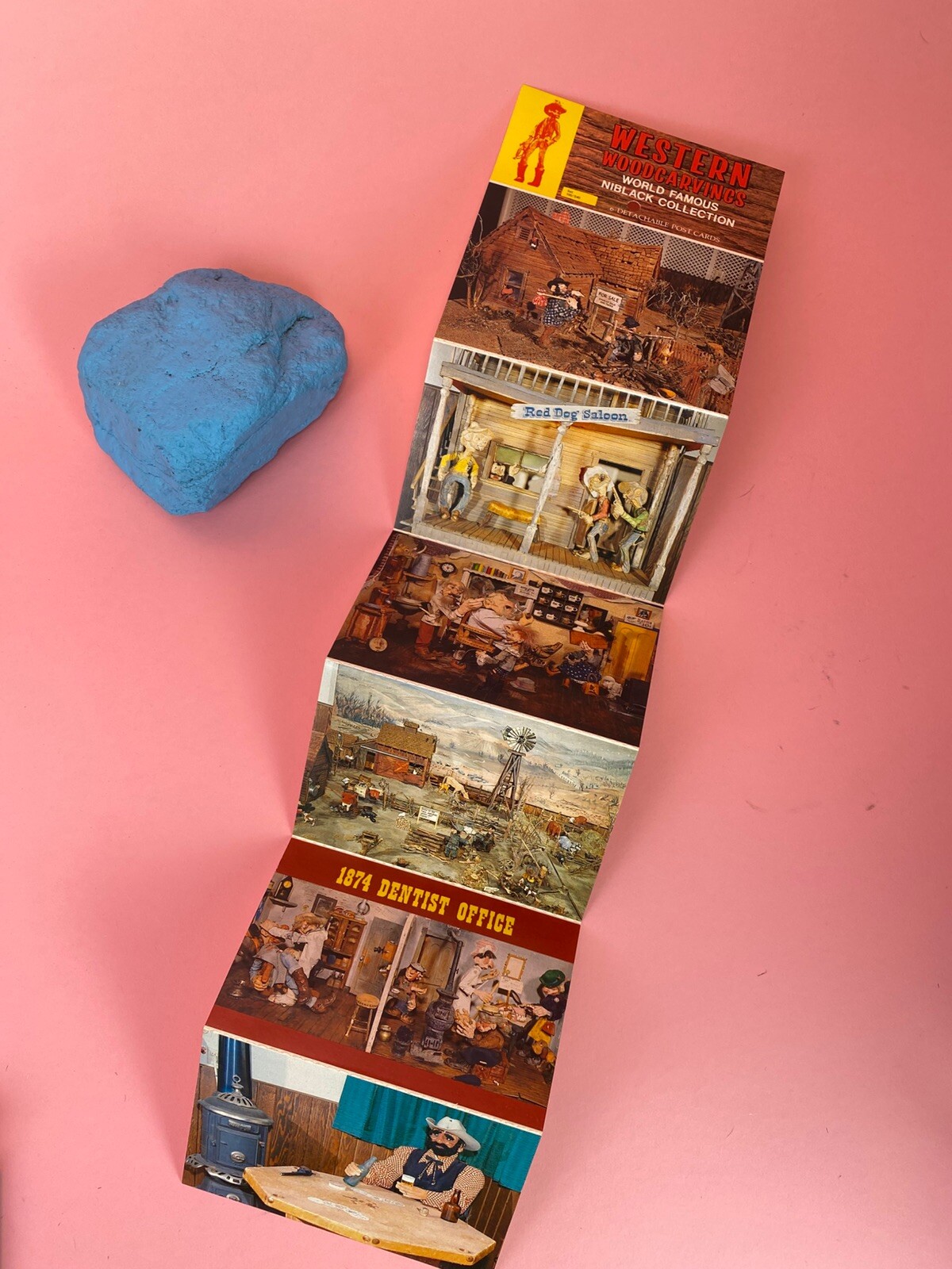 Vintage Western Wood Carvings Niblack Collection - 6 Detachable Postcards