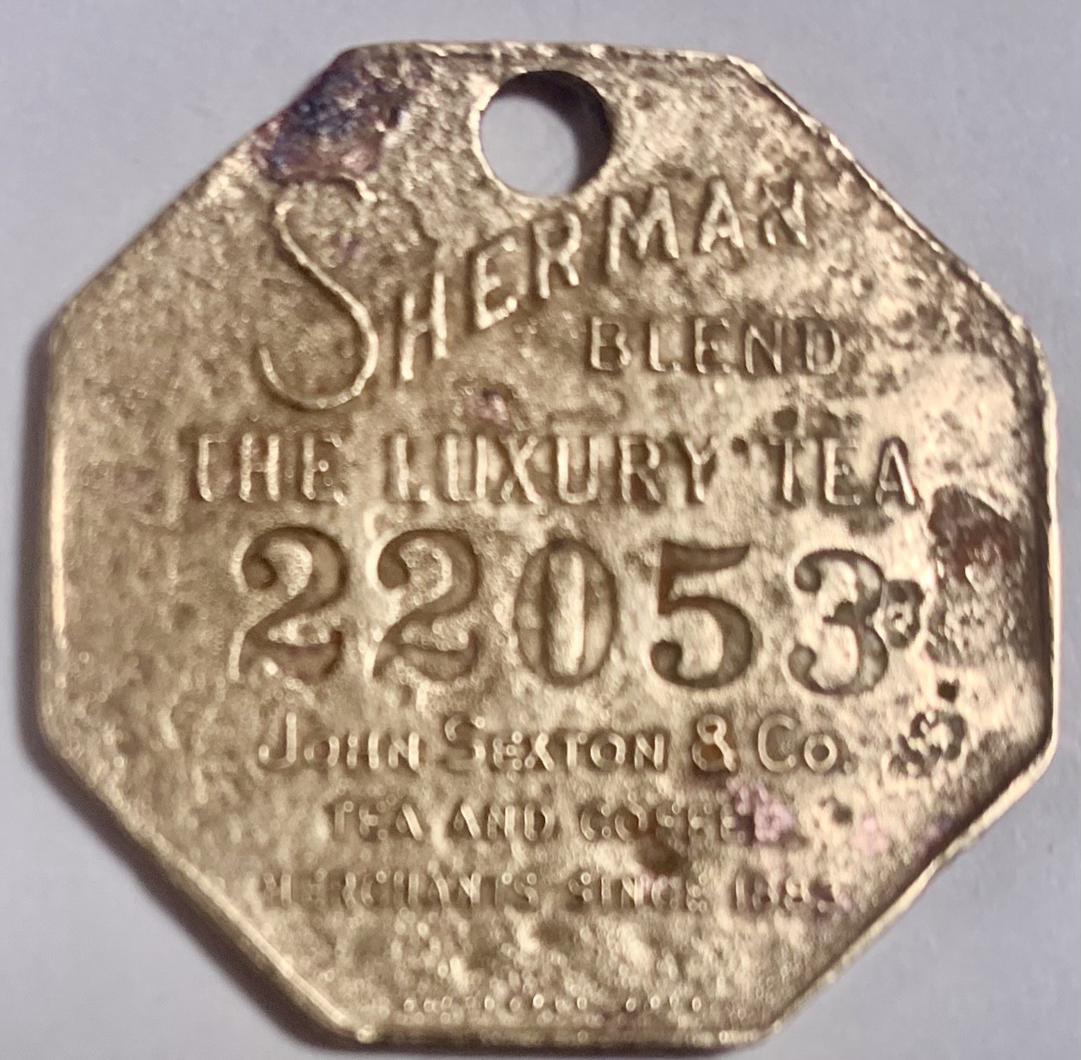 VTG Chicago Illinois John Sexton & Co. Sherman  Luxury Tea & Coffee Key Fob