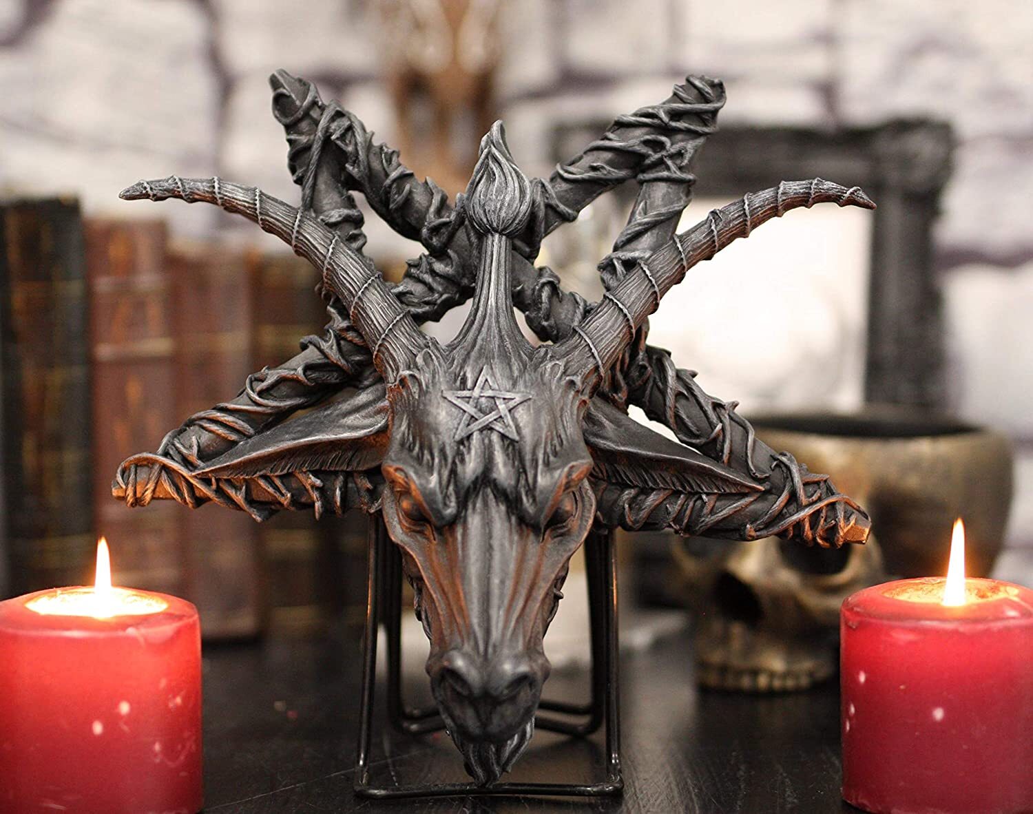 Ebros Baphomet Head On Inverted Pentagram Star Hanging Wall Decor Plaque 10.5