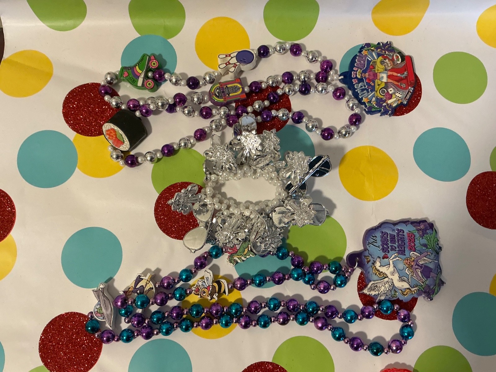 2023 Mardi Gras Krewe Of Iris Sunglasses Unicorn and bowling beads New Orleans