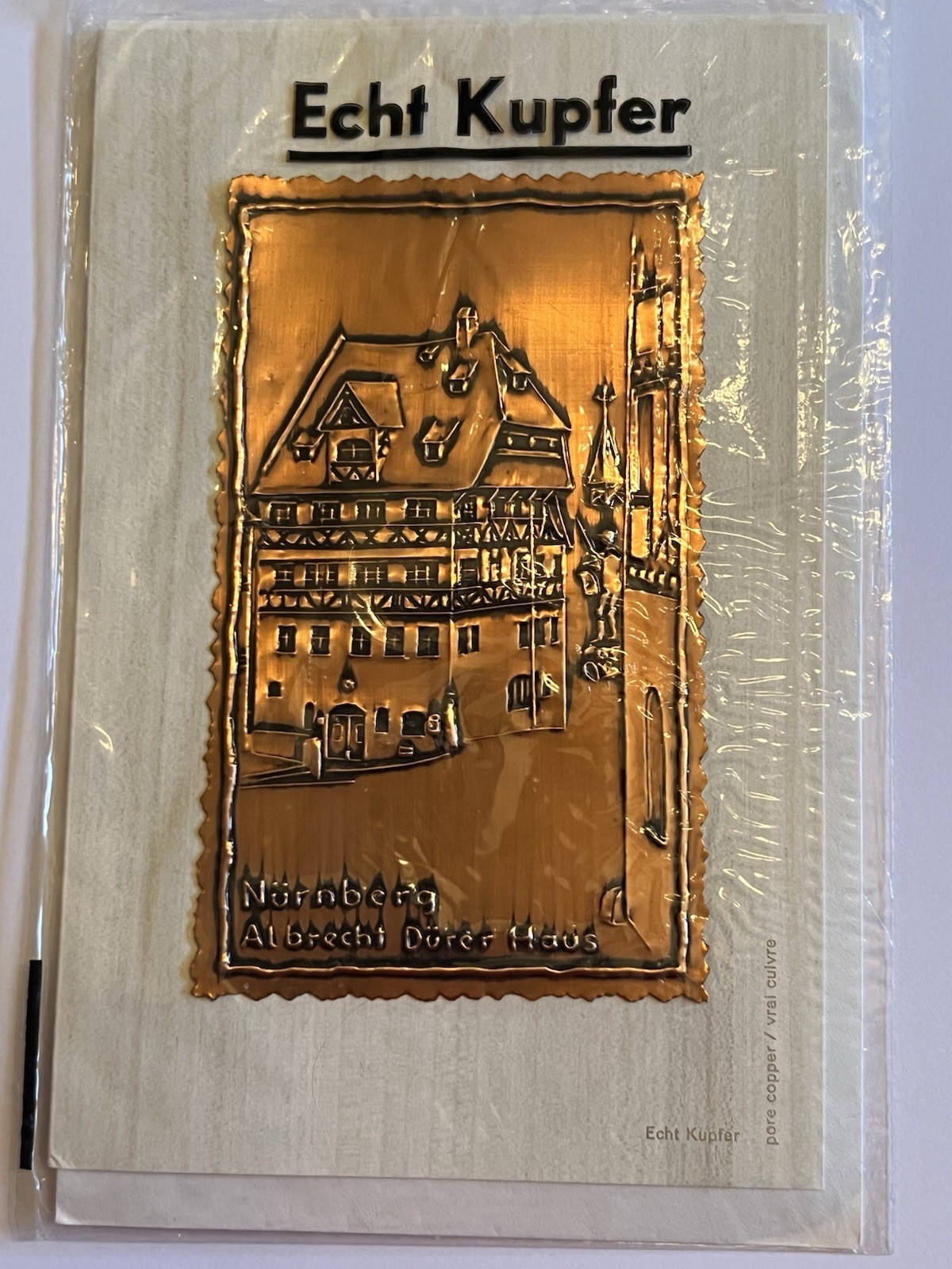 West Germany Echt Kupfer Handmade Vintage Copper Card- Albrecht Dürer House-