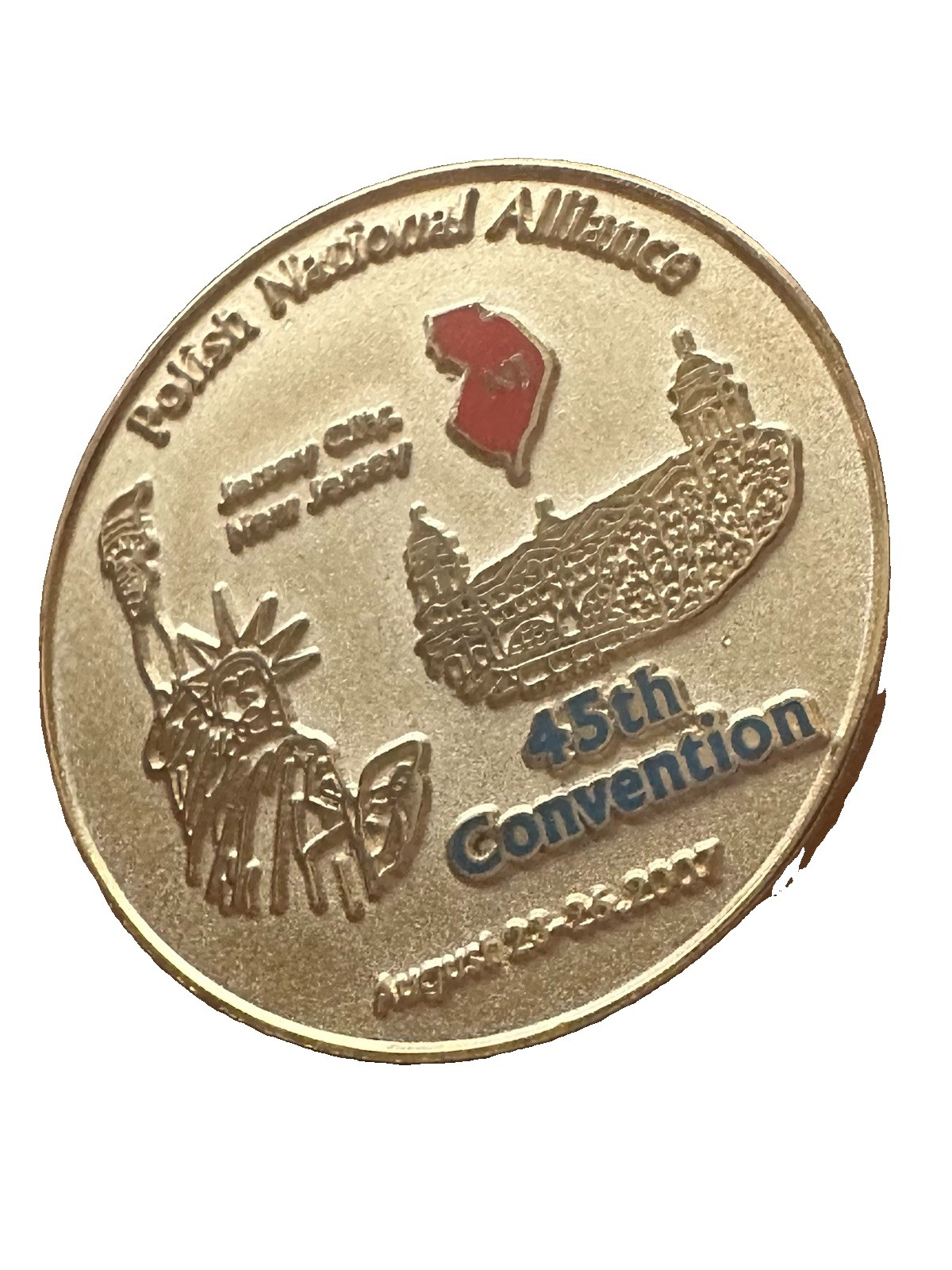 Vintage Gold Tone Polish National Alliance 45th Convention 2007 New Jersey Pin