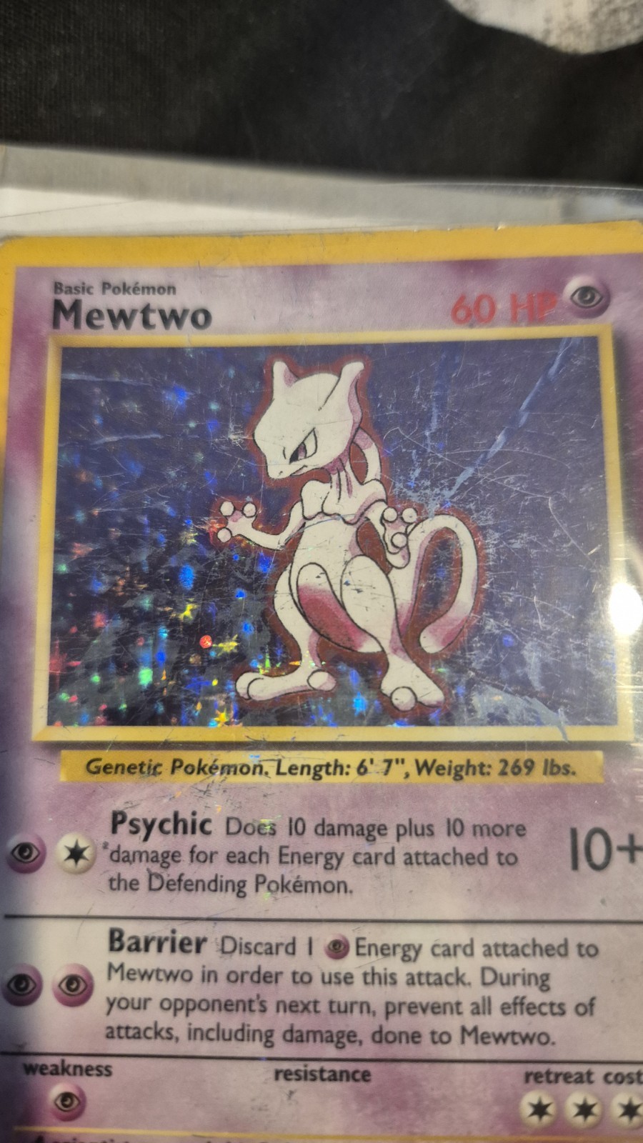 Mewtwo Pokemon Card Holo WOTC 10/102 Base Set Rare Vintage 1999 Original MP