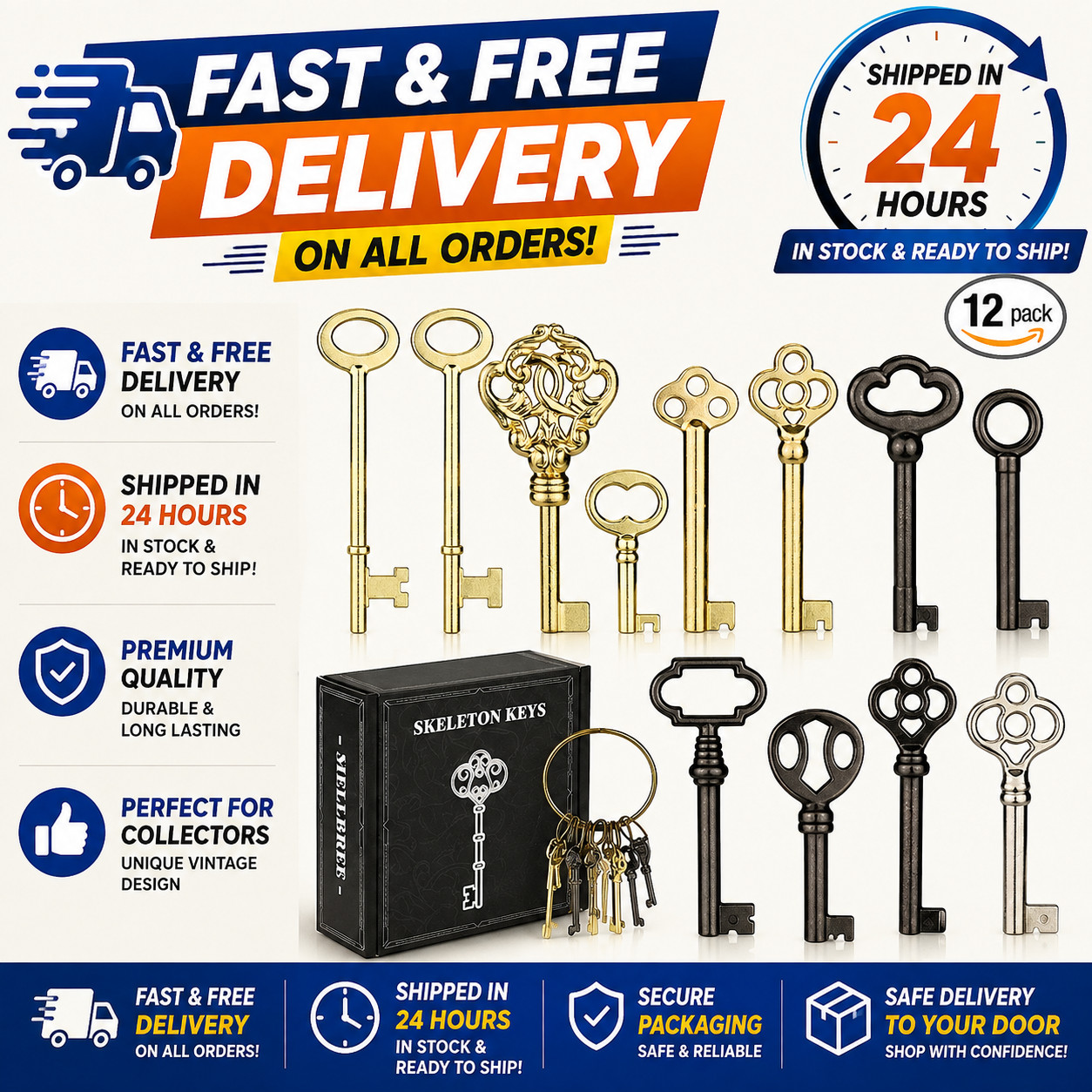 12pcs Skeleton Key Set | Universal Hollow Barrel Keys for Antique Cabinet Door 12pcs Skeleton Key Set | Universal Hollow Barrel Keys for Antique Cabinet Door