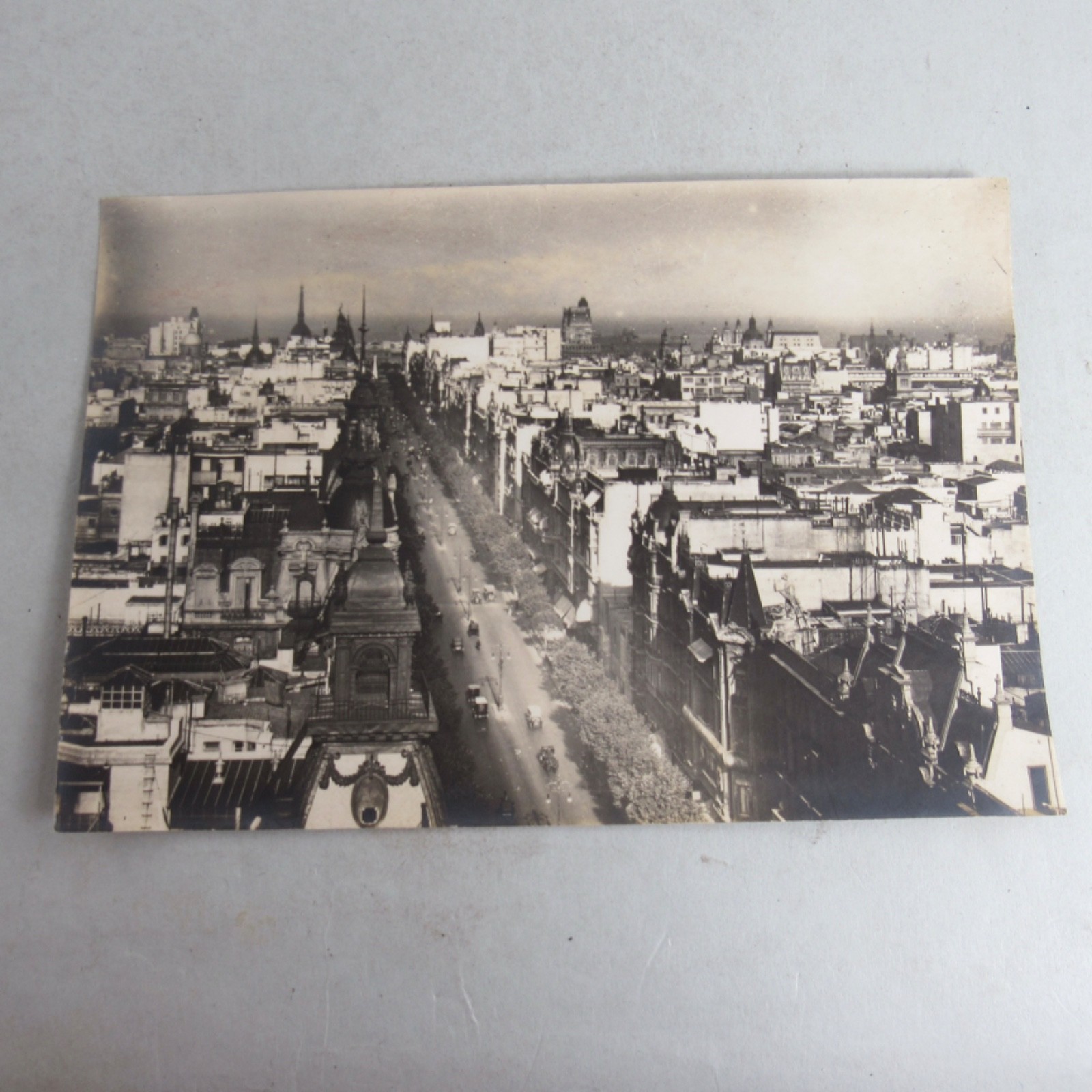 Vintage Photograph Birdseye View Buenos Aries Early 1900's Buildings Early Cars