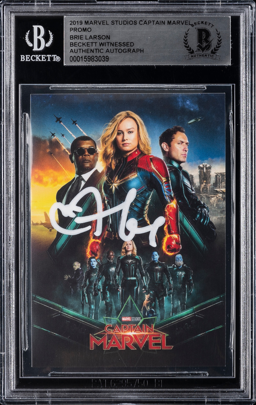 2019 Marvel Studios Captain Marvel Brie Larson Signed Promo Card BAS Beckett