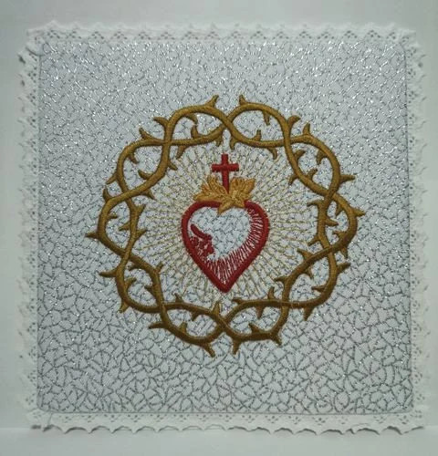 Chalice Pall - Sacred Heart Of Jesus With Crown Of Thorns