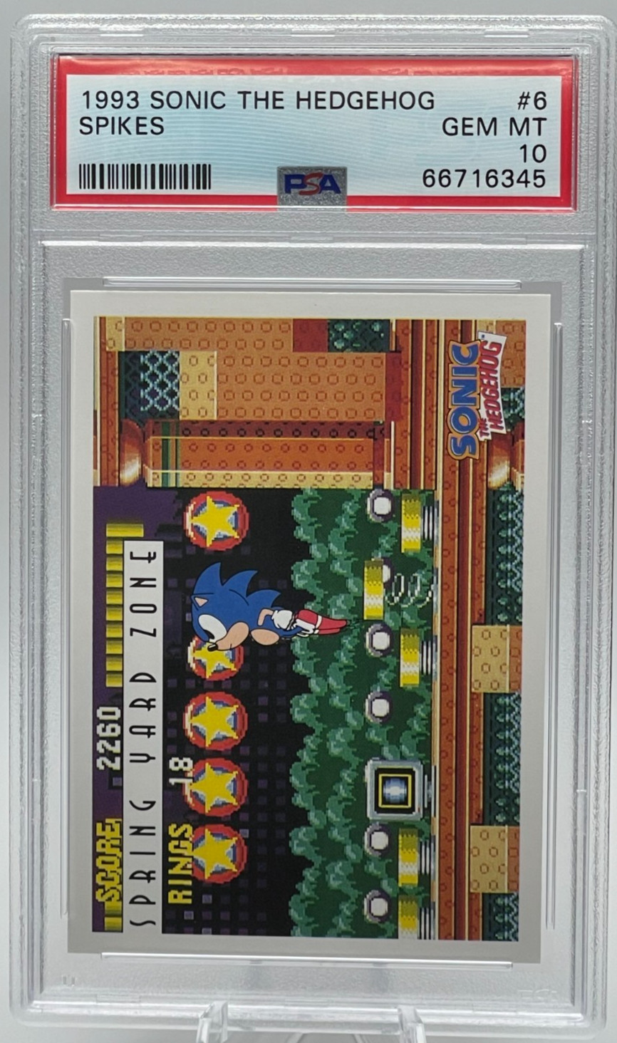 1993 Topps Sonic the Hedgehog #6 “Spikes” PSA GEM MT 10 Rare Non-Sport