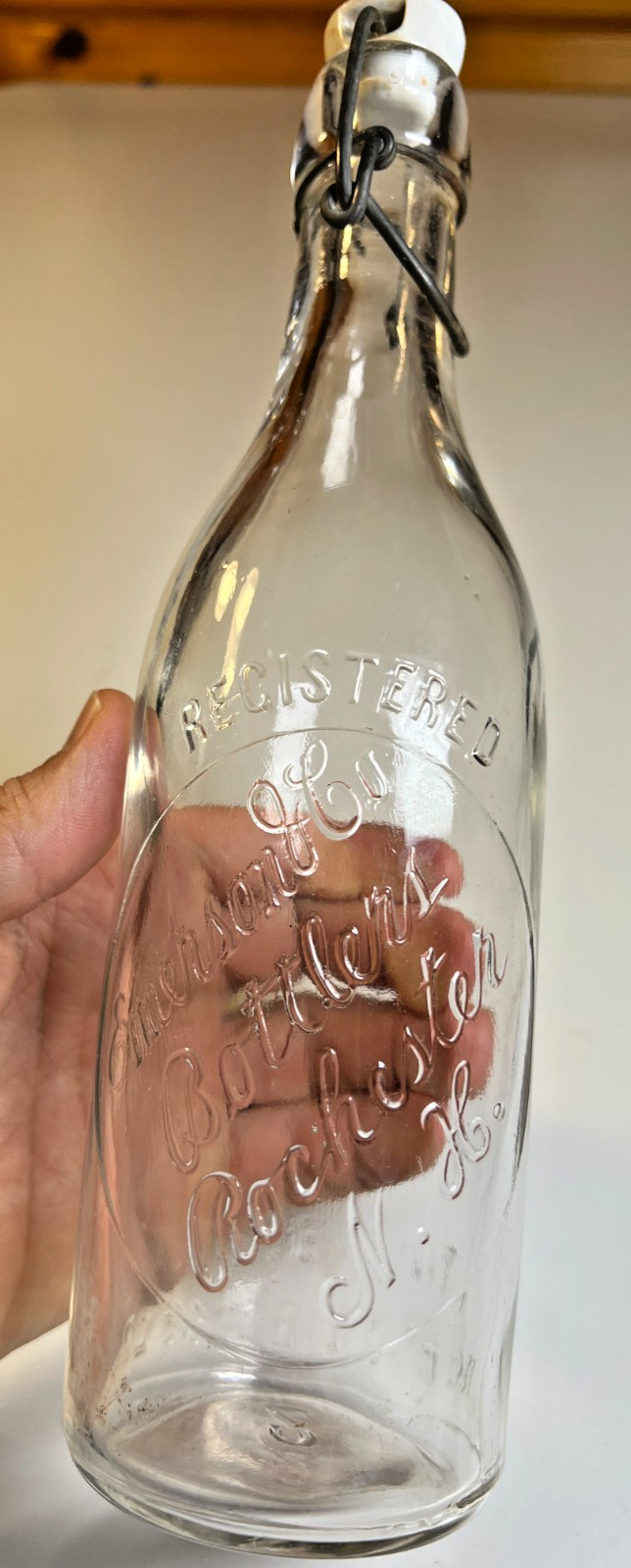 Antique Emerson & Co Rochester New Hampshire Blobtop Blob Top Bottle Cursive