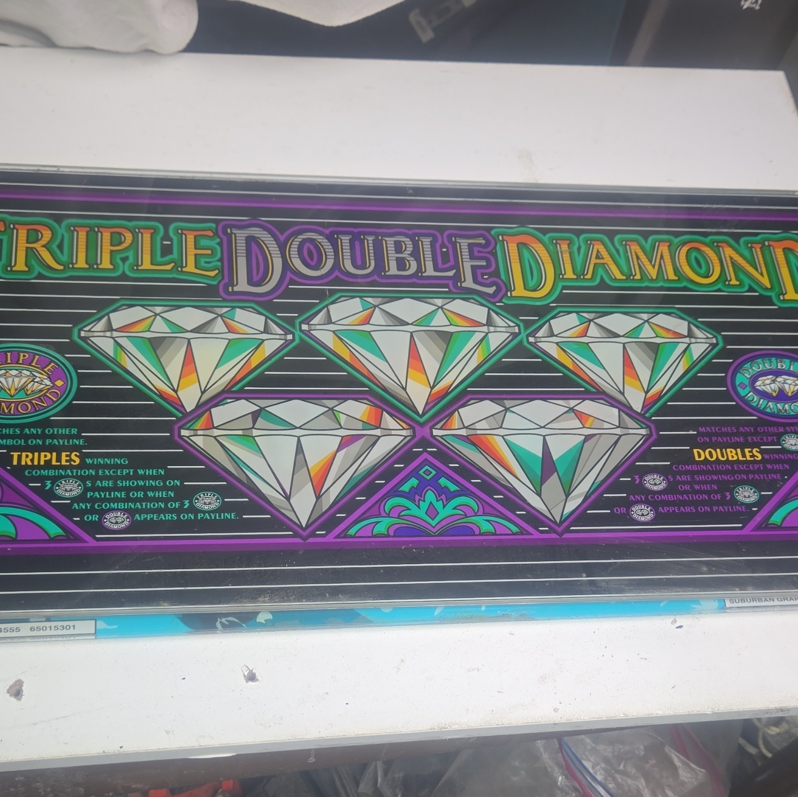 IGT Triple Double Diamond Slot Machine Glass Panel Artwork Replacement Part