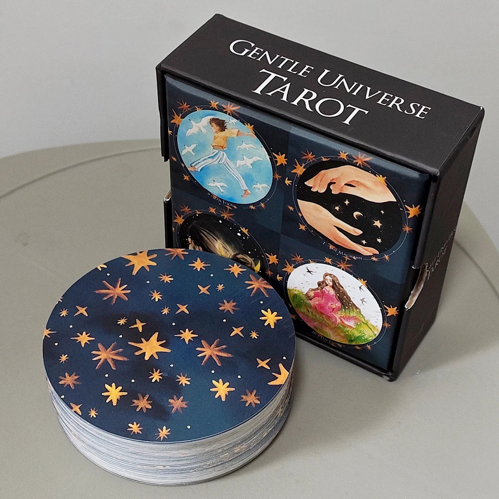 8.8*8.8Cm Double-Embossed Gentle Universe Tarot Deck 78 Pcs round Circular Tarot