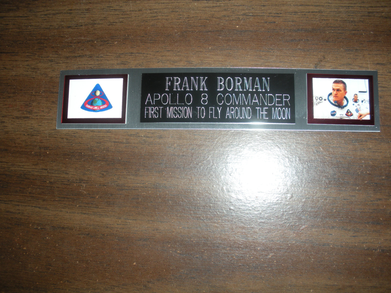 FRANK BORMAN (ASTRONAUT) ENGRAVED NAMEPLATE FOR PHOTO/DISPLAY