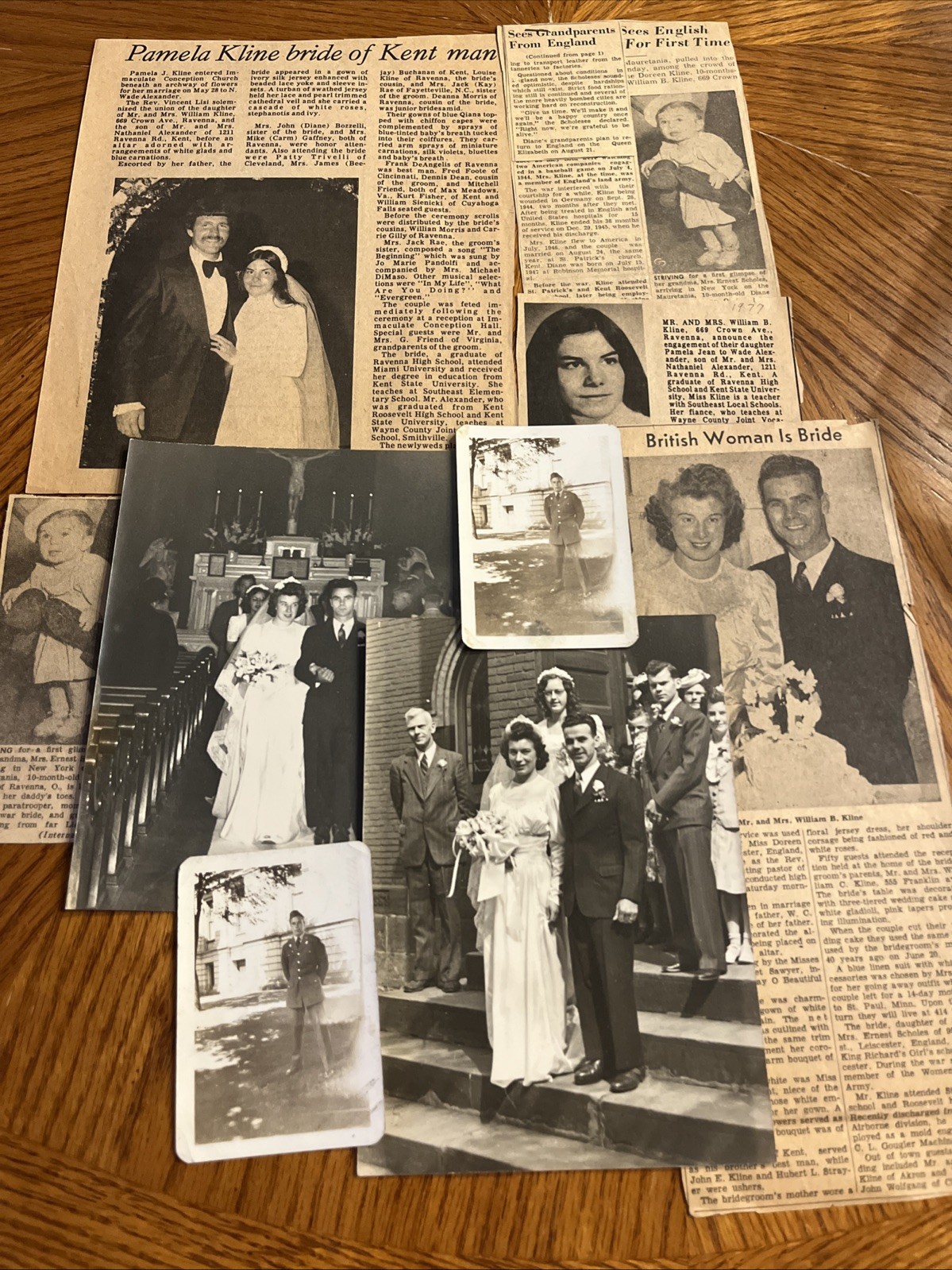 Vintage WWII WW2 Wedding Photos Newspaper Clippings Family Members 1940s - 1960s
