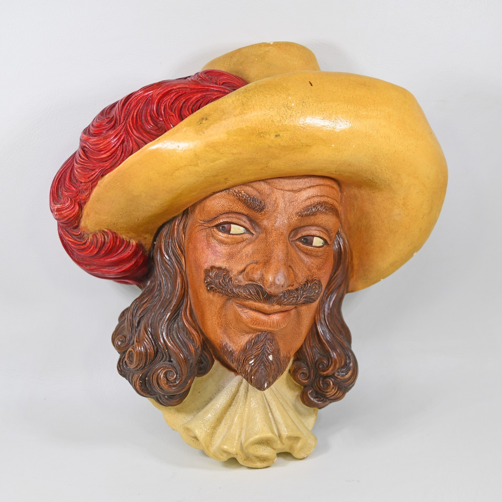 Vintage Bossons Chalkware Head Cavalier 1950s England Pirate Knight Gentleman 7”