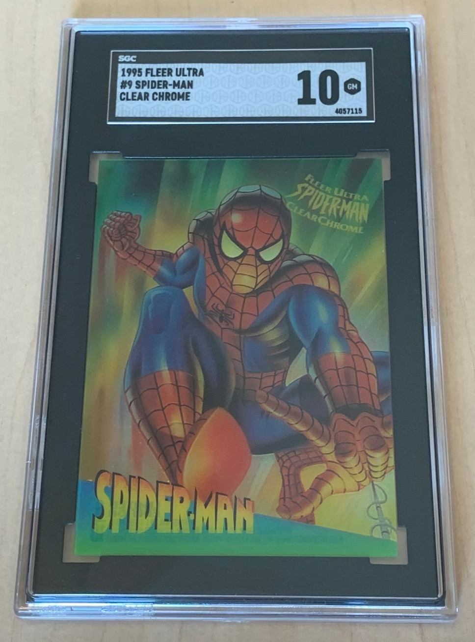 1995 Marvel Fleer Ultra ClearChrome #9 💎 SPIDER-MAN 💎 SGC 10 💎 POP 4 💎
