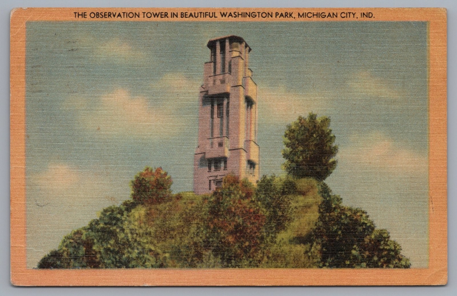 Michigan City Indiana Observation Tower Washington Park Postcard