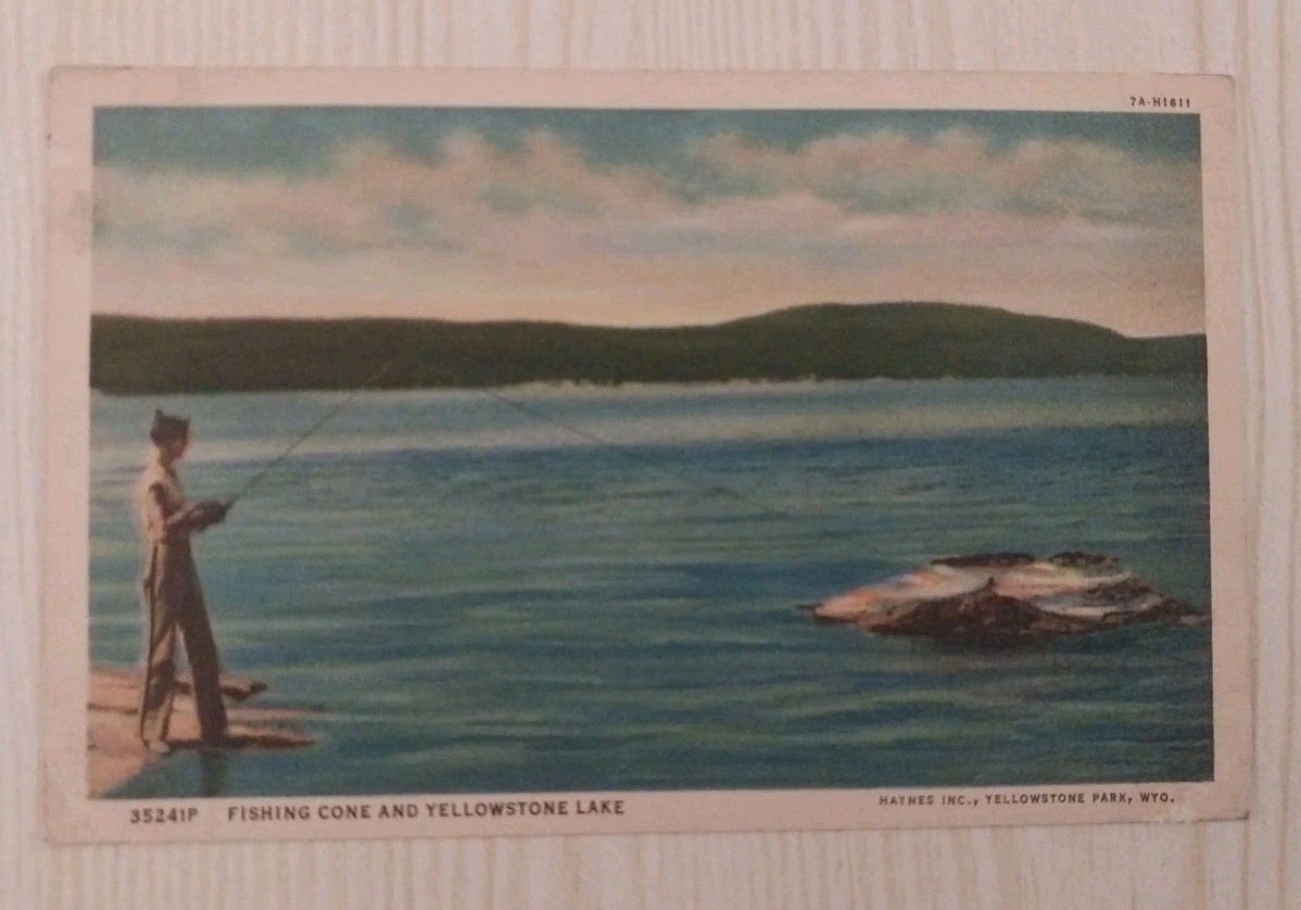 Vintage Postcard Yellowstone Lake Fishing Cone West Thumb Geyser  Basin  Wyoming