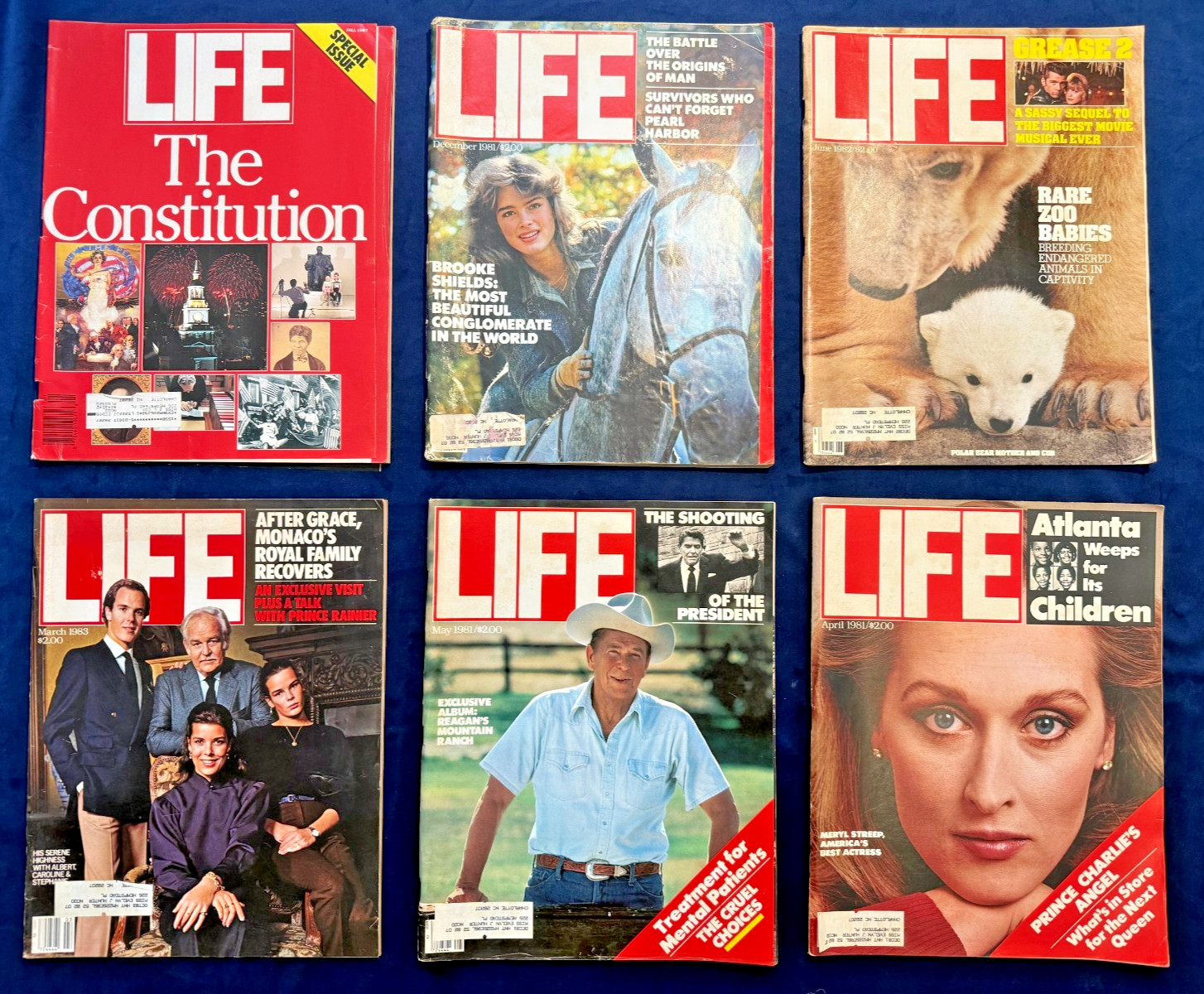 Lot of 6 Vintage LIFE Magazines 1981-1987 Brooke Shields Meryl Streep Reagan Pop