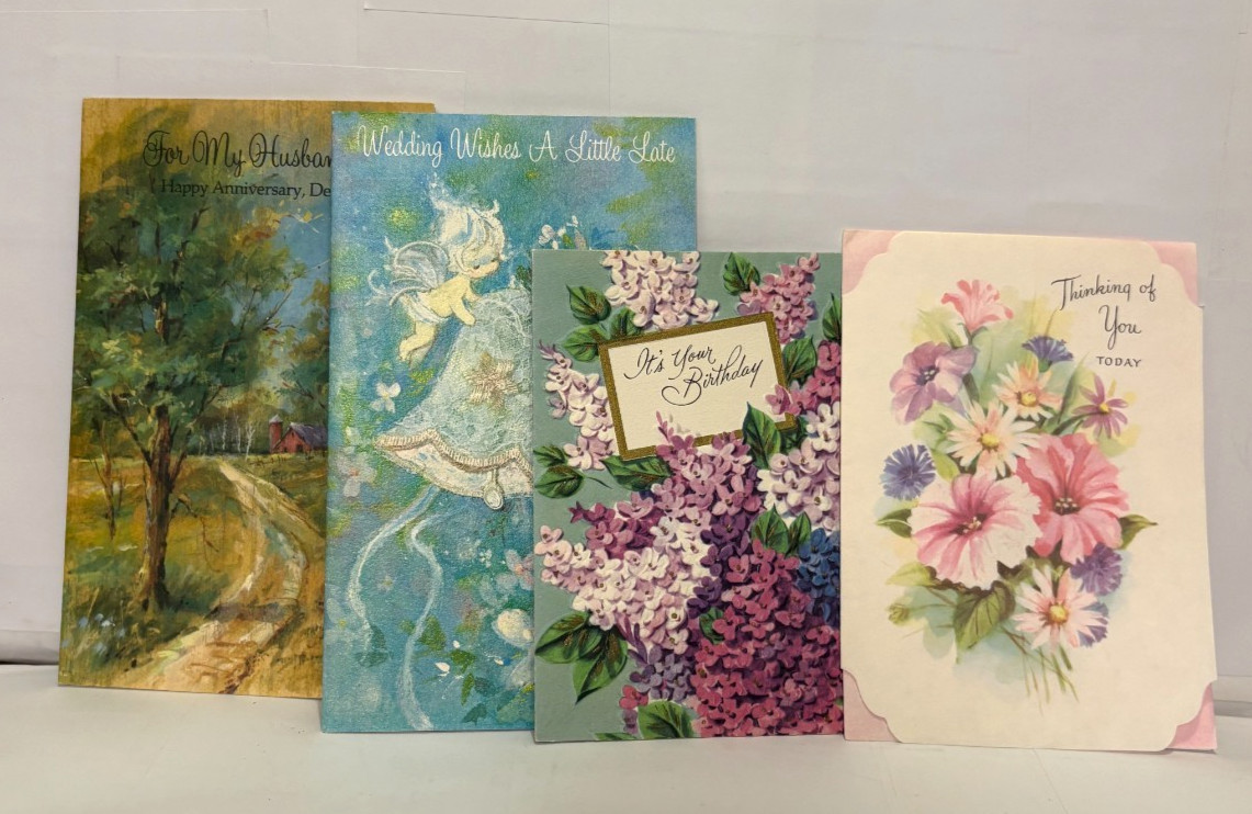 Lot Of 4 Vtg. Cards Laurel/Quality & Walton All New 3W/Envelopes