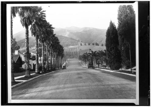 Wide residential street in Glendale California Old Photo
