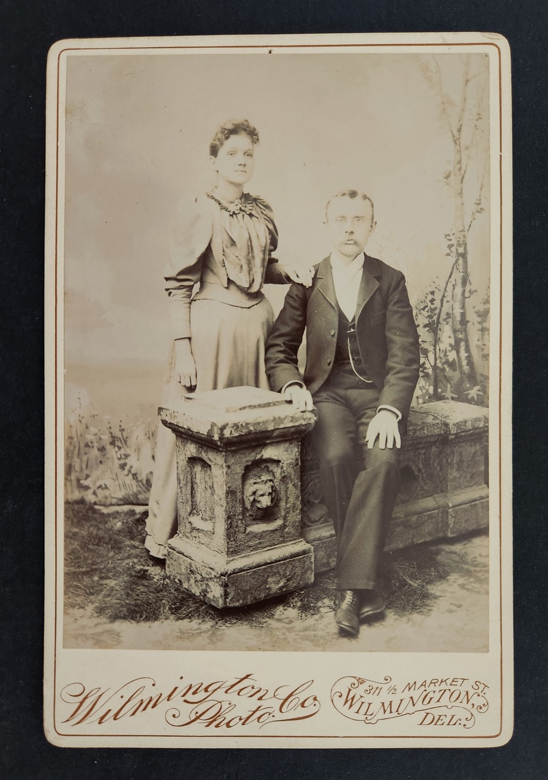1896 antique PHOTOGRAPH wilmington de KIESEL professor and mrs cabinet card