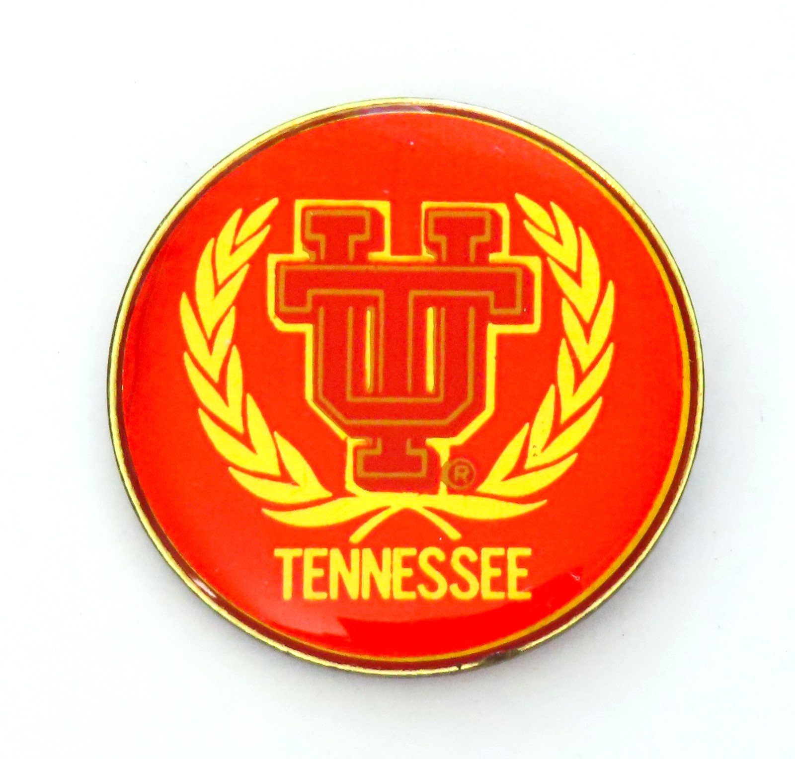 University Of Tennessee Lapel Pin Vintage Wreath Red Gold Tone Round School