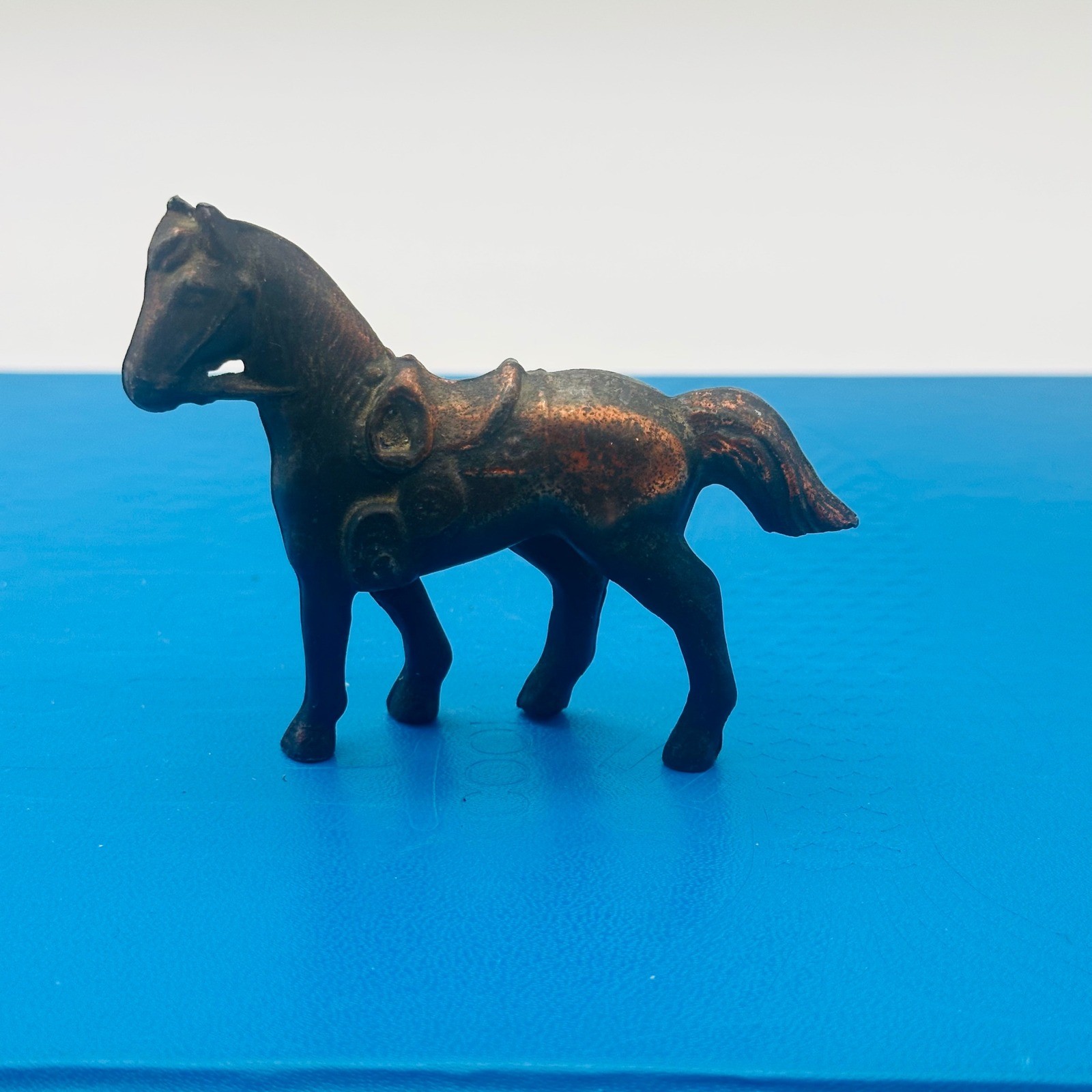 Vintage Pot Metal Horse Figurine Saddled Equestrian Western Decor Small 2.5\