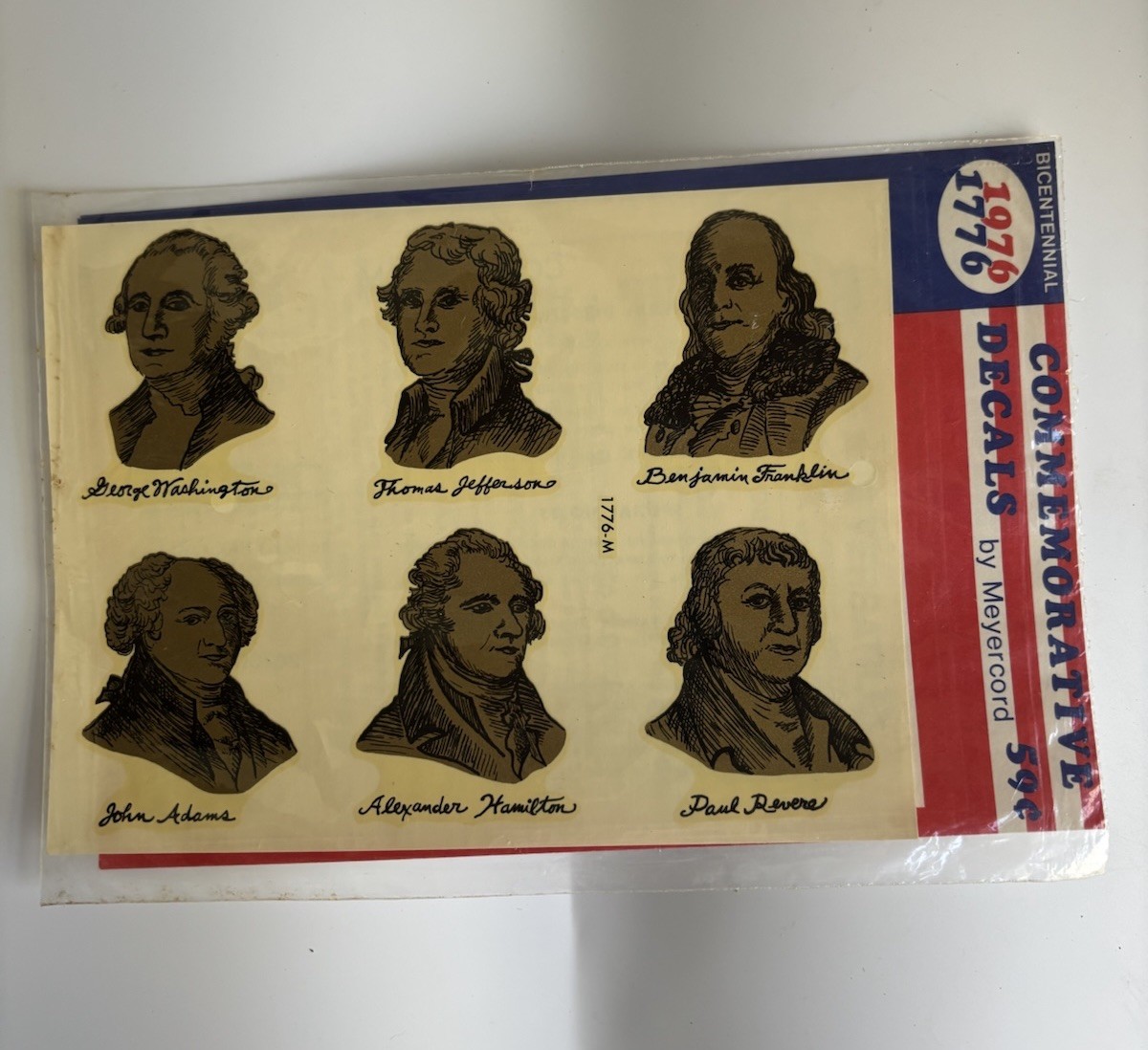 Vintage NOS 1776-1976 Bicentennial Decals Meyercord Founding Fathers USA