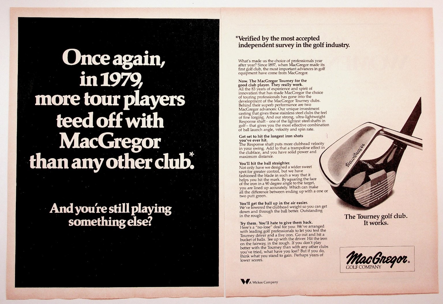 MacGregor Tourney Golf Club Ad 1979 Vintage Original Print Collectible