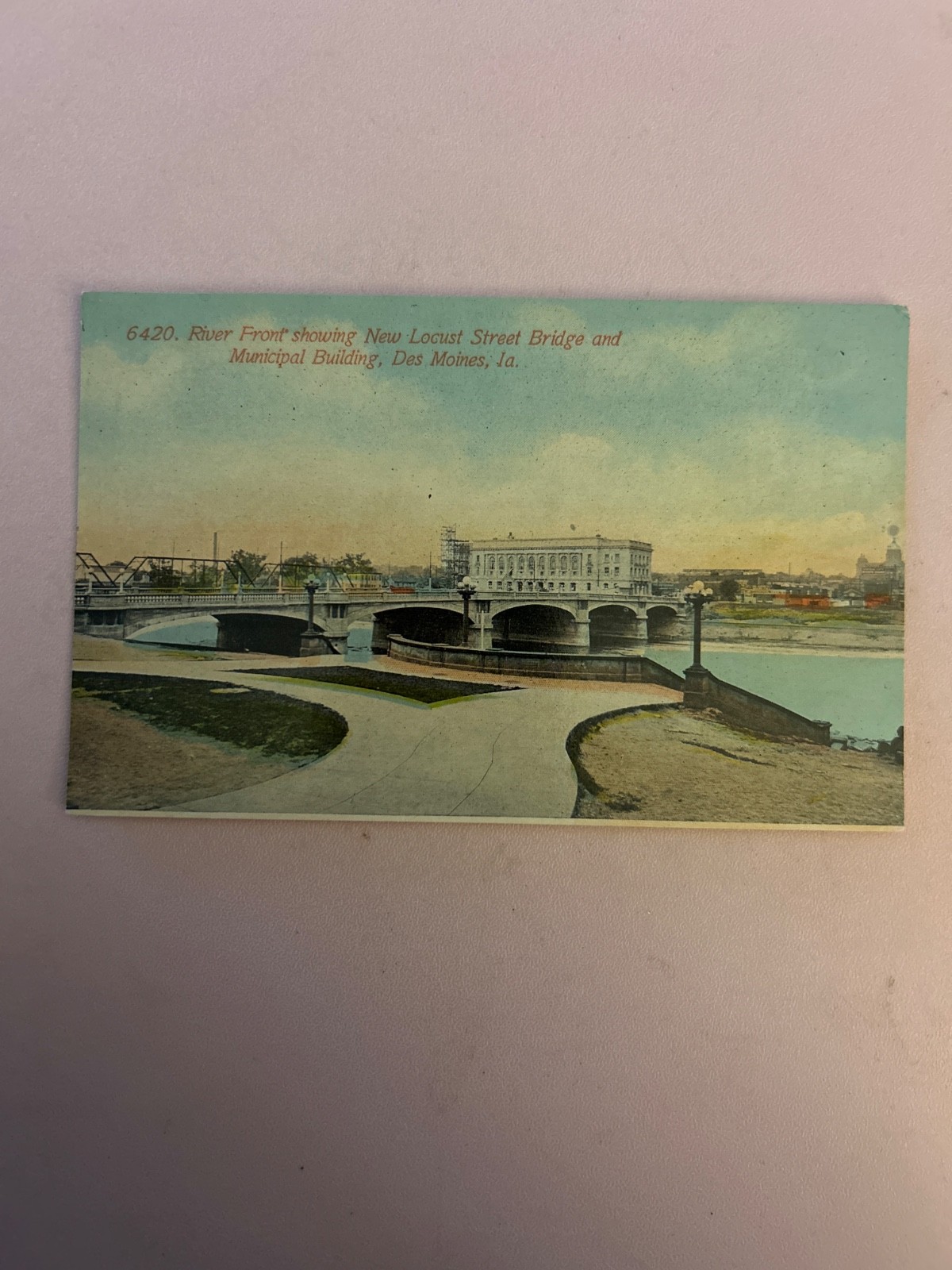 River Front- New Locust Street Bridge and Municipal Building, Des Moines IA