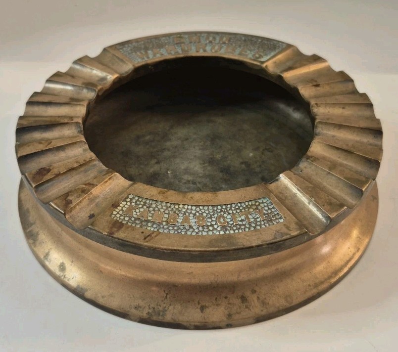 Kansas City EMCO Wardrobes Industrial MCM Heavy VTG Solid Brass Ashtray -5lbs