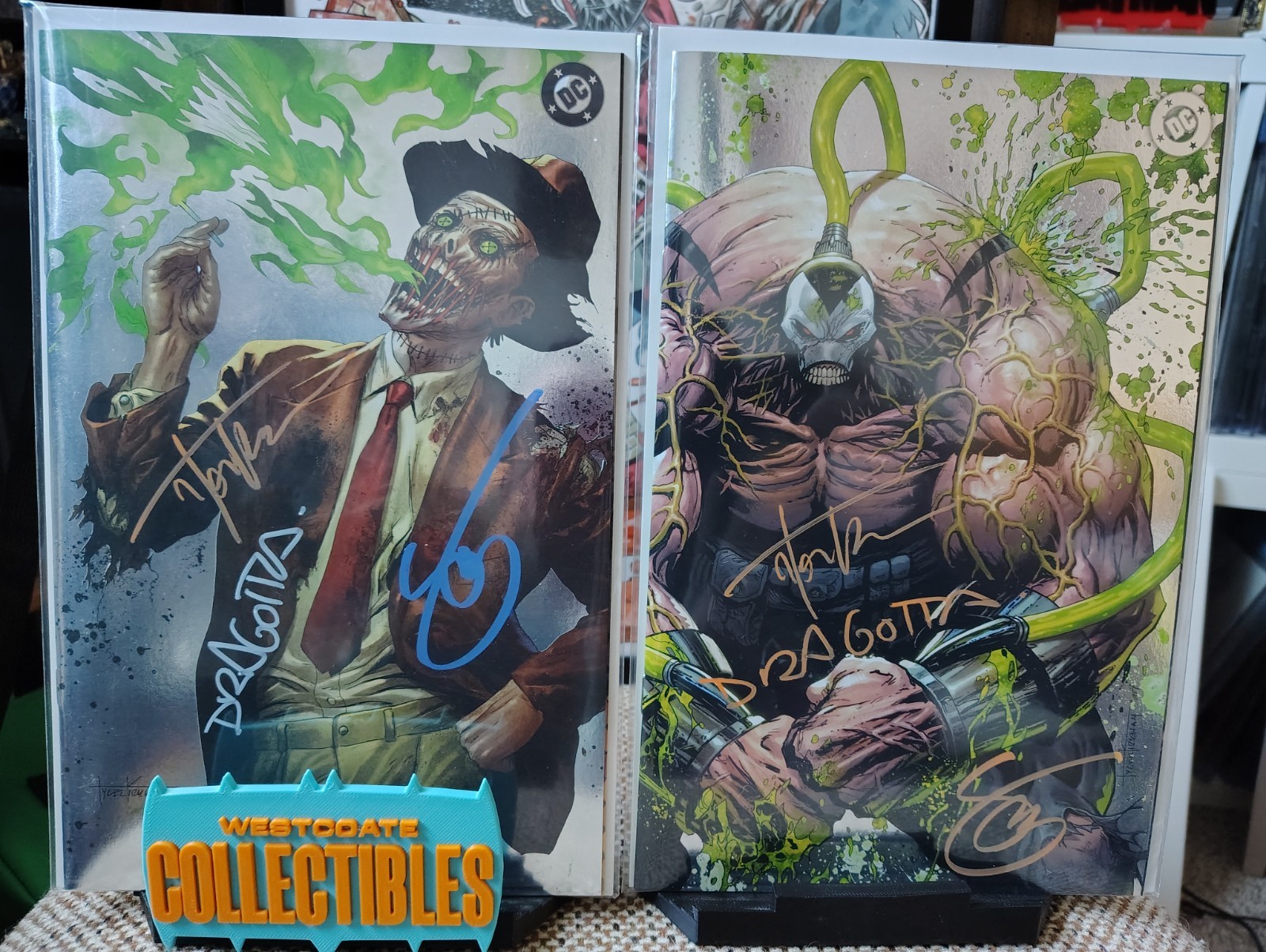 Absolute Batman 18 + 19 Triple Signed Kirkham Foil Virgin BD Bane+Scarecrow Set