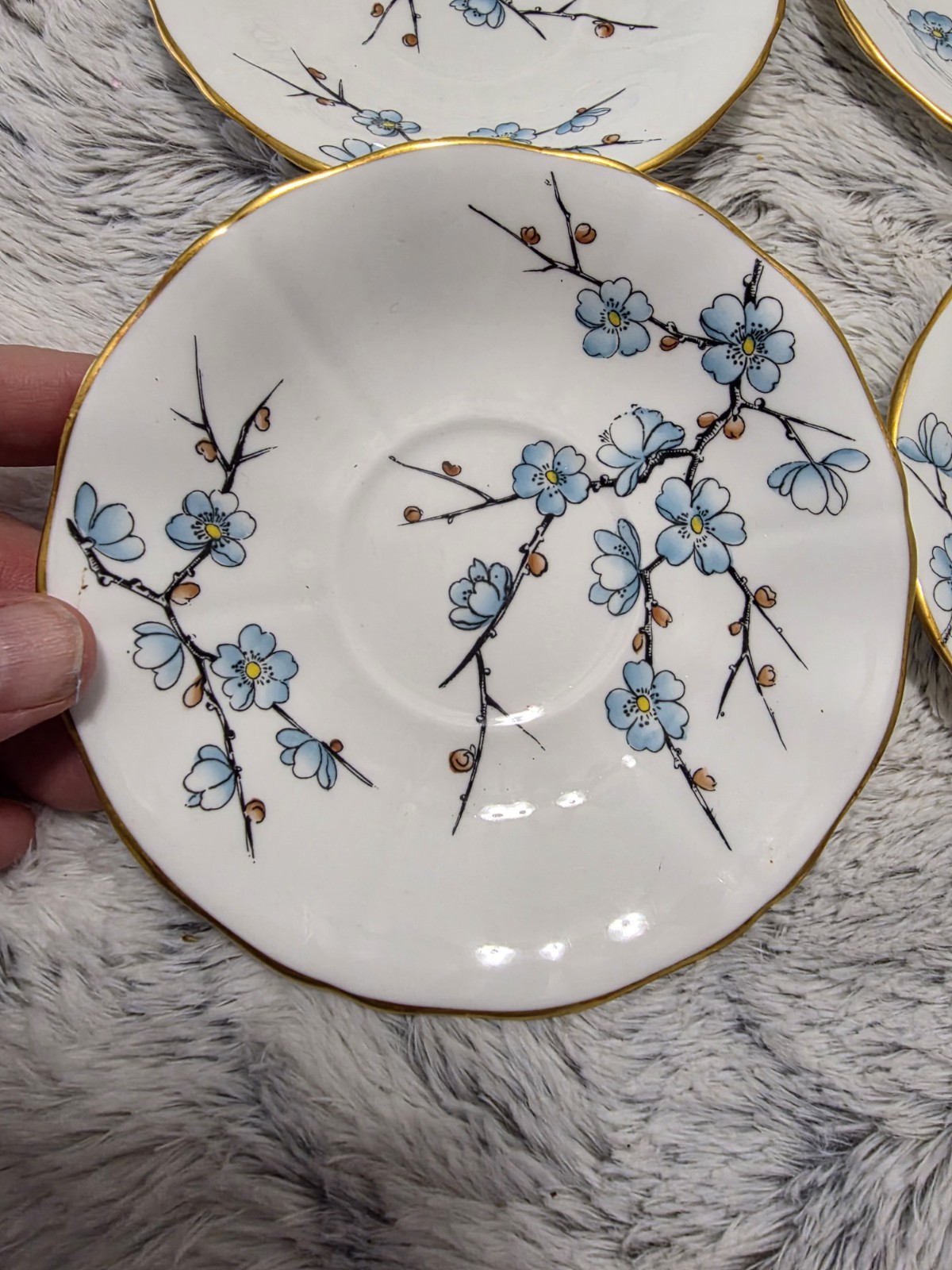 Vintage ADDERLEY, English Bone China (9) Saucers, Gold Gilded, 5.5\
