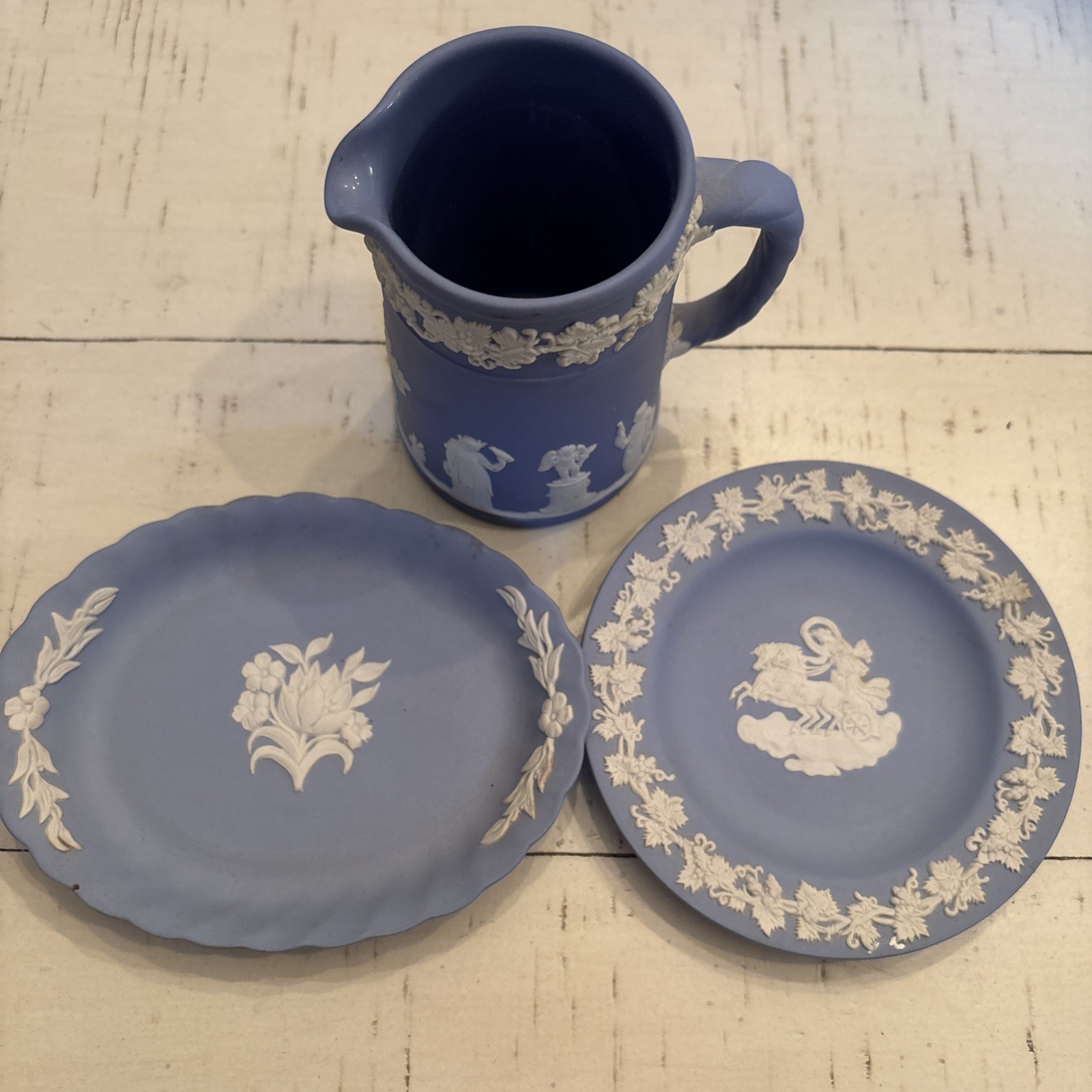Lot Of 3 Pieces Of  Wedgwood Blue Jasperware made in England