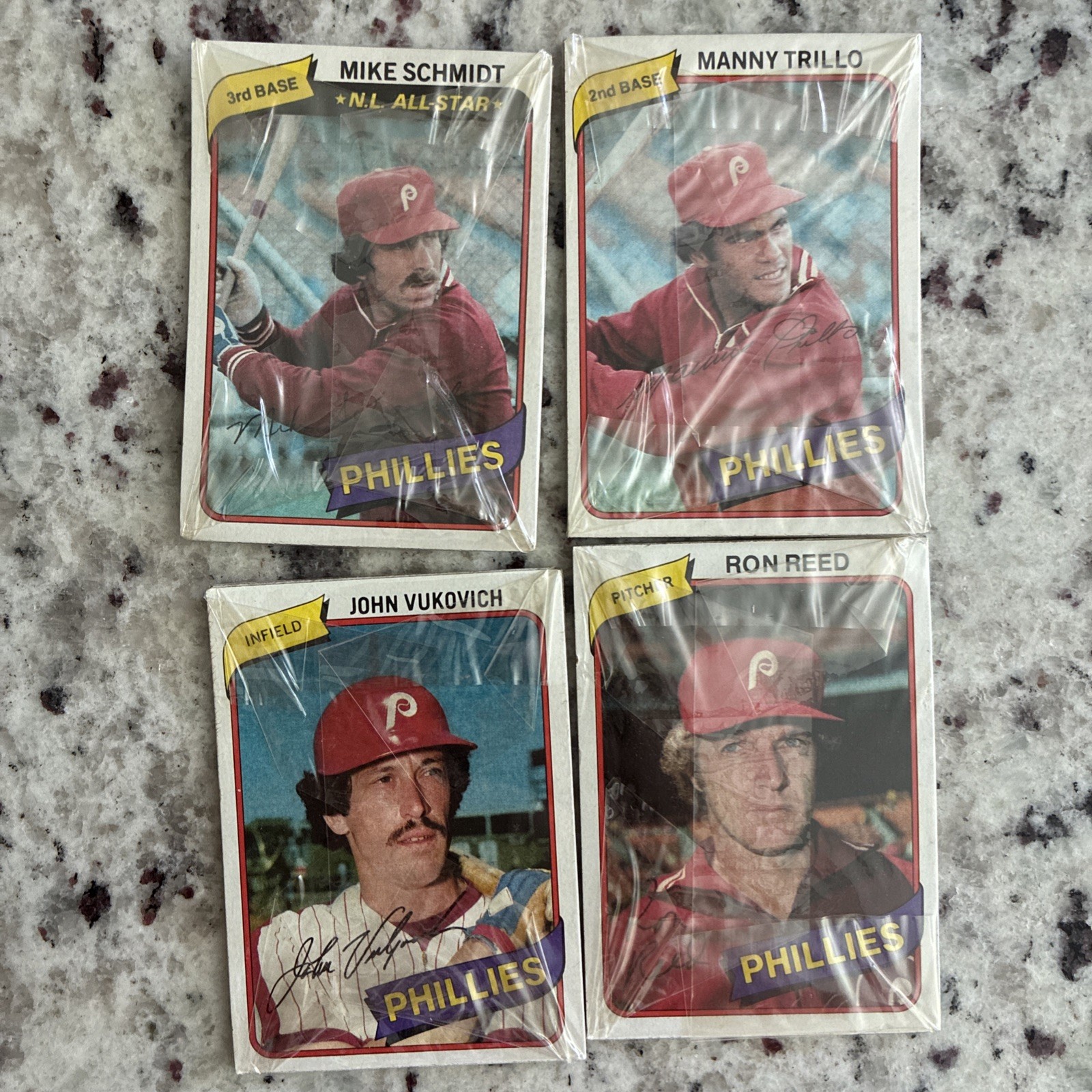 1980 Burger King Phillies – 4 Sealed Packs – Schmidt Vukovich Trillo Vintage MLB