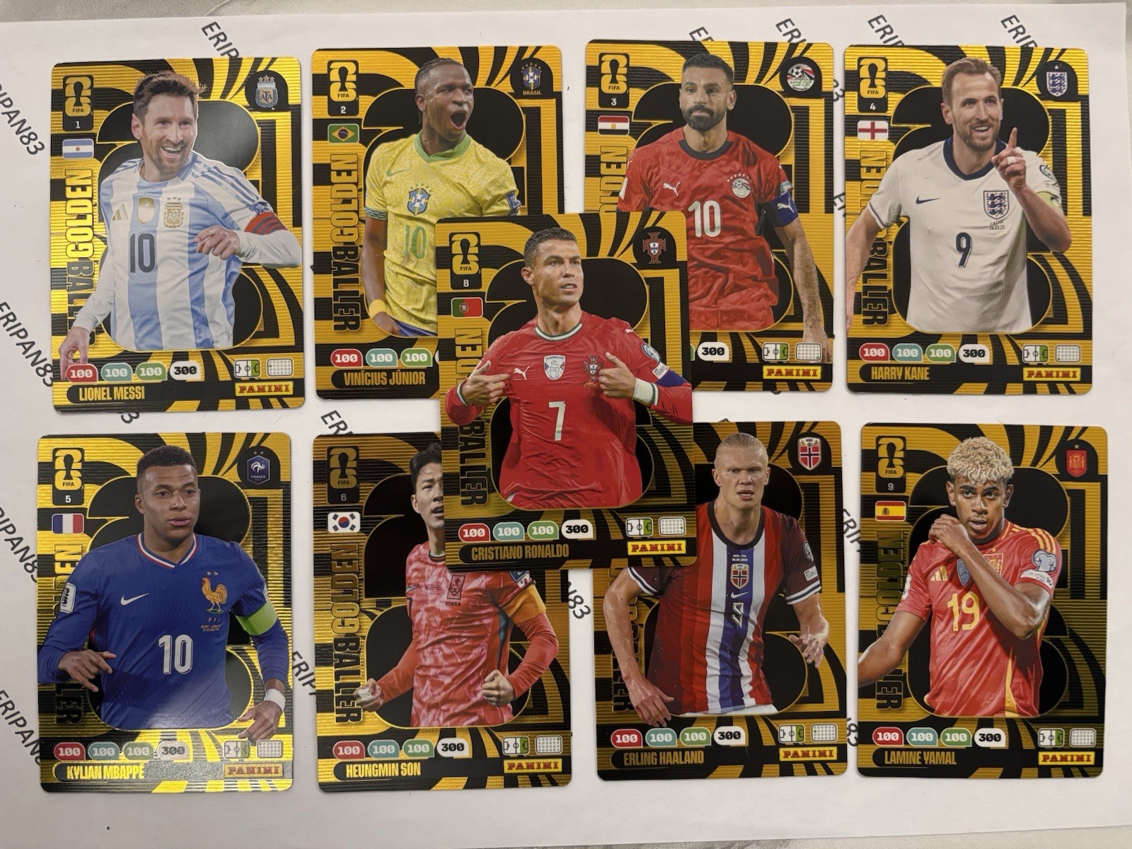 FIFA World Cup 2026 Panini Golden Baller Set X 9 Adrenalyn xL