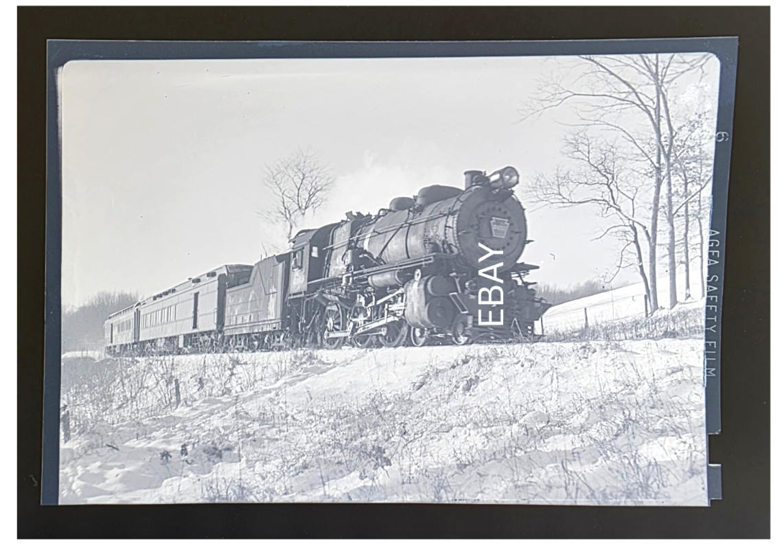 2/18/45 Pennsylvania RR PRR No. 1080 4-6-0 Locomotive Wawa PA Photo Negative