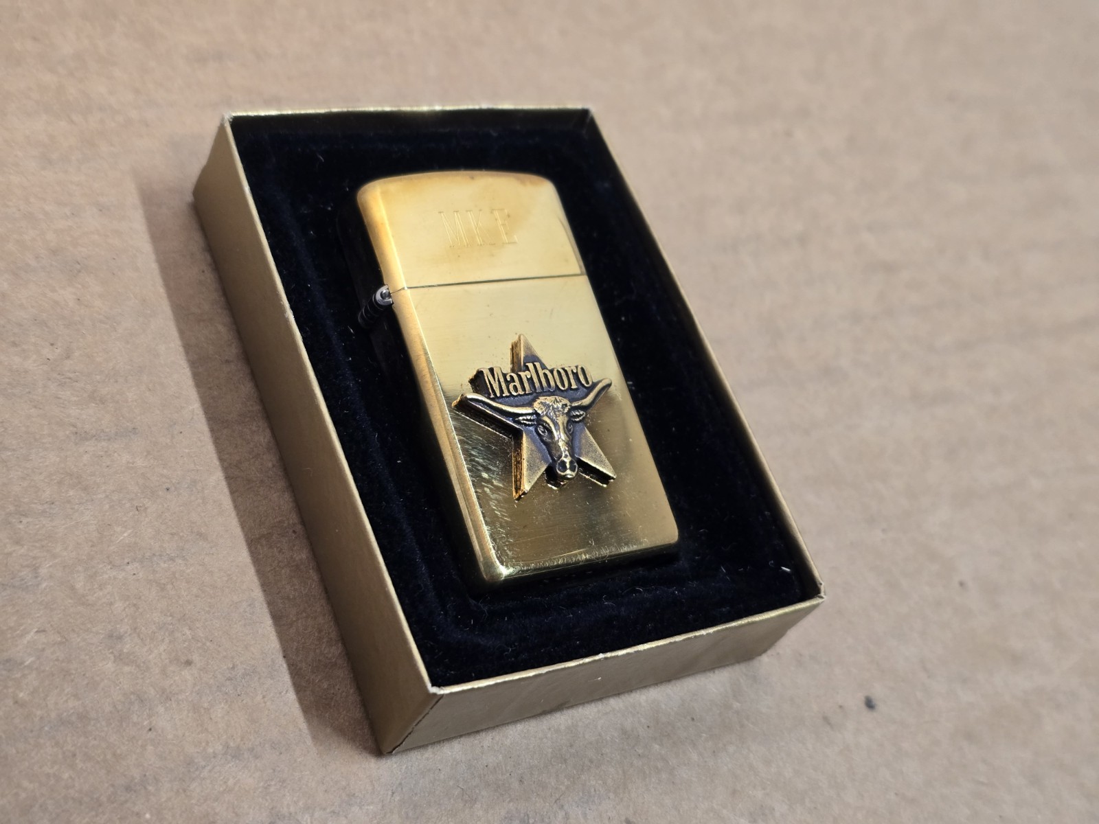 Vintage 1991 Marlboro Longhorn Brass Zippo Lighter Engraved MKE