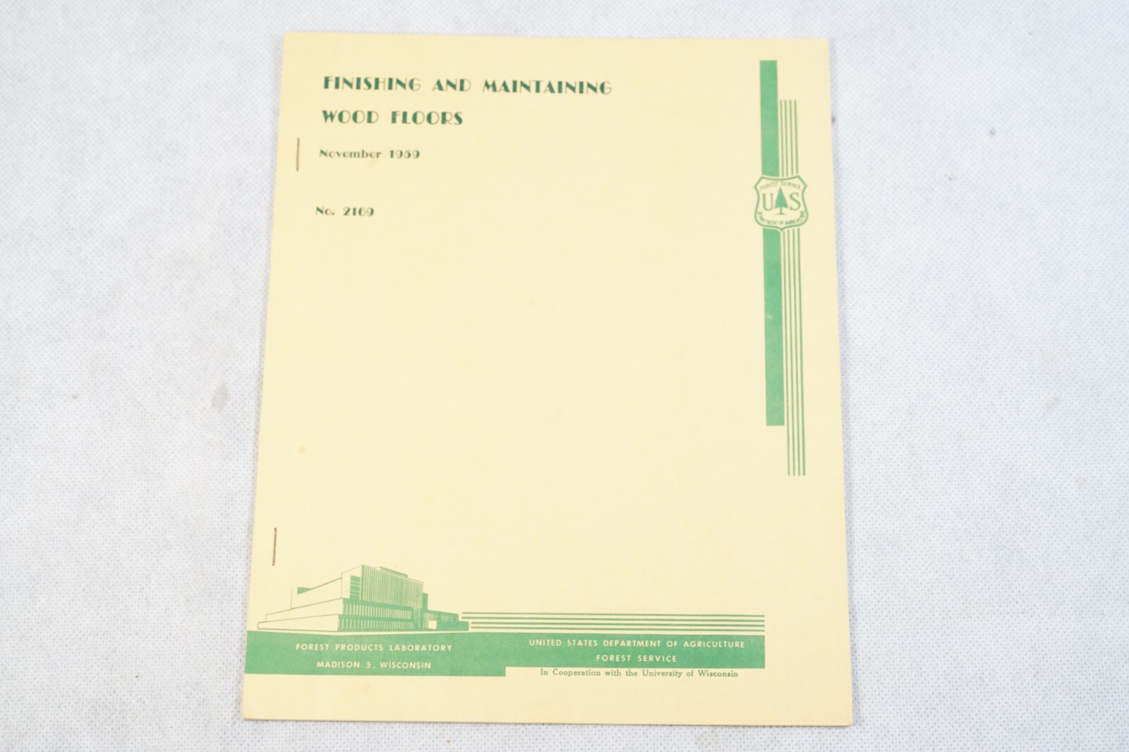 USDA Finishing Maintaining Wood Floors F.L. Browne Vintage 1959 Brochure No.2169