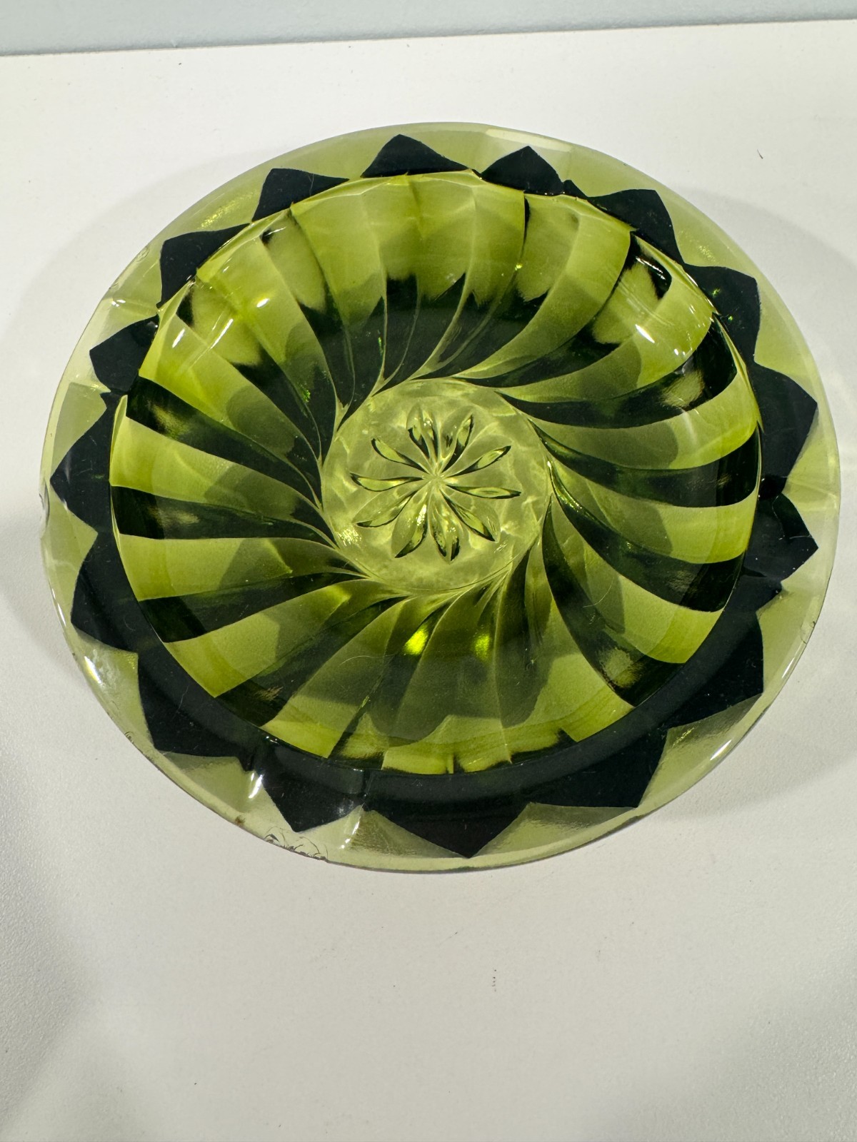 Mid Century Modern MCM Green Glass Ashtray