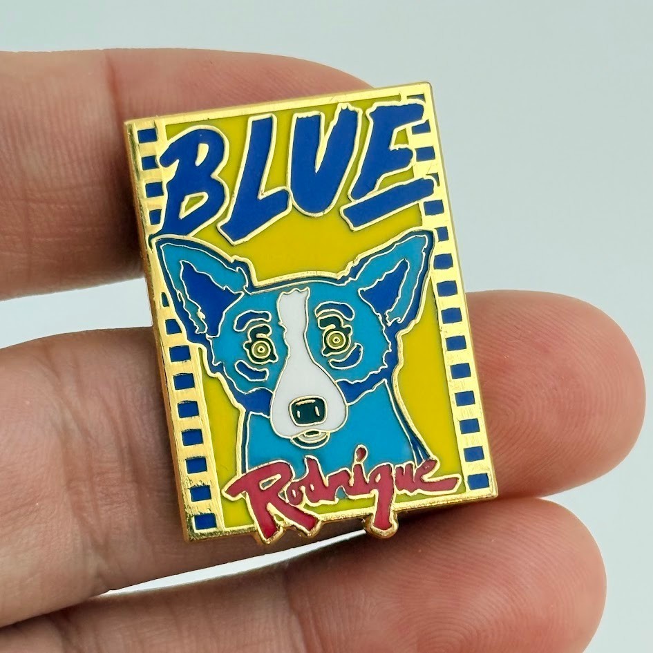Vtg George Rodrigue Blue Dog Pin Cajun Folk Art Legend Rougarou Louisiana Artist
