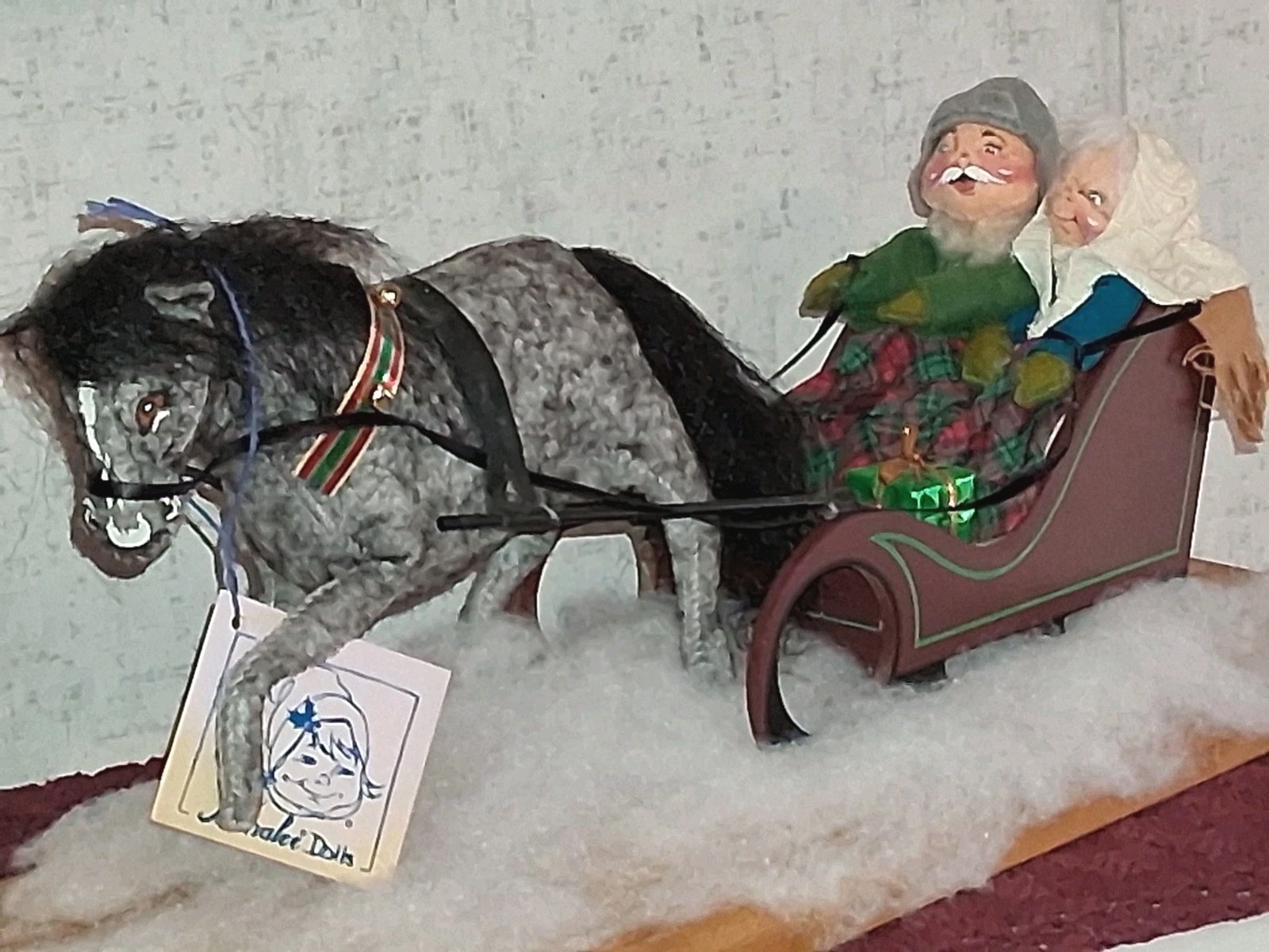 ANNALEE SLEIGH RIDE & HORSE VIGNETTE Limited Edition 1997 Tag EC Details #453997