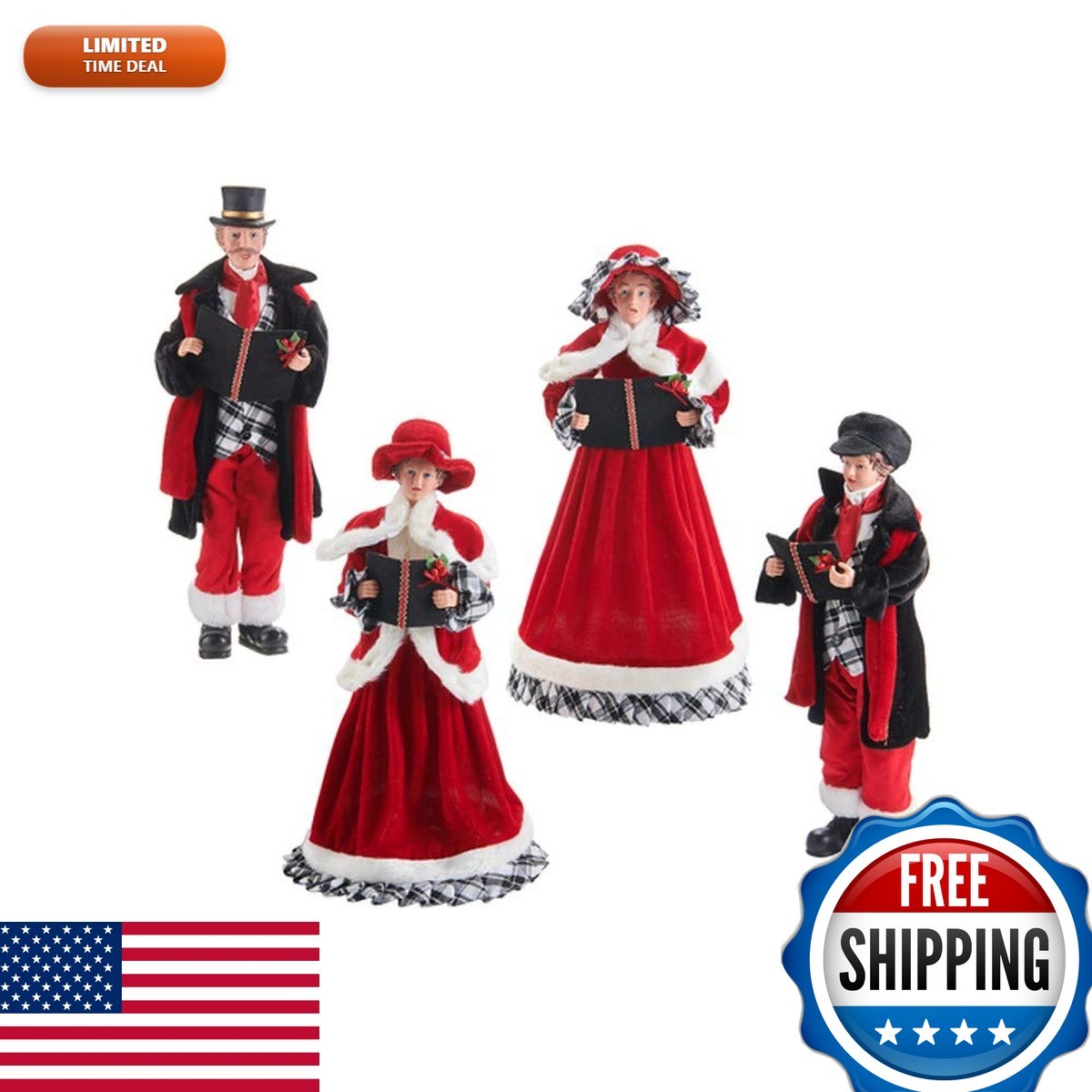 RAZ Imports Christmas Time in The Village 17.5-inch Carolers Figurine Set of 4