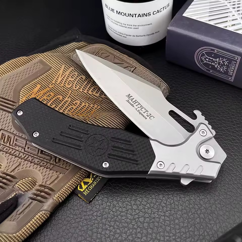 Tactical Flipper Russian HOKC Finka Mangust2 Pocket Knife D2 Steel Blade + Clip