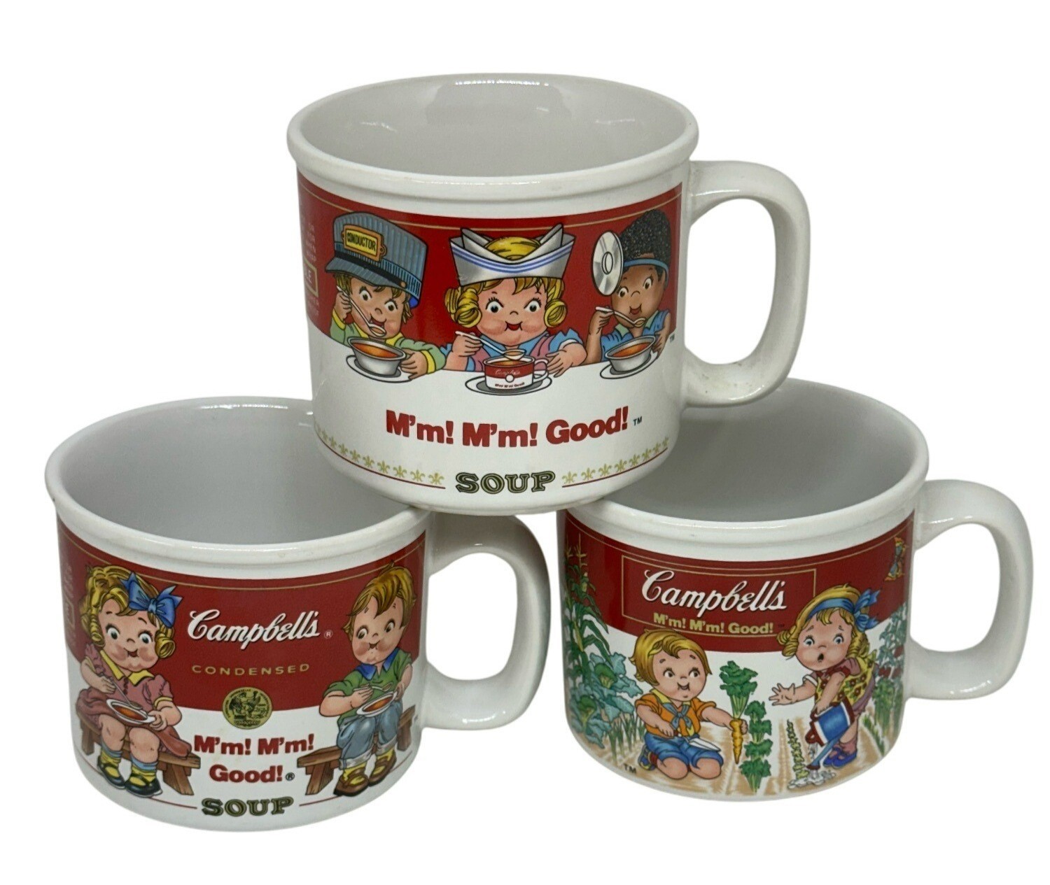 VTG 1990s Campbell's Soup Mug Set of 3 Fireman Nurse Police Kids Coffee Cups
