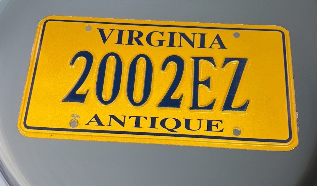 Authentic 2002 Virginia Antique Vehicle License Plate Tag #2002EZ Embossed