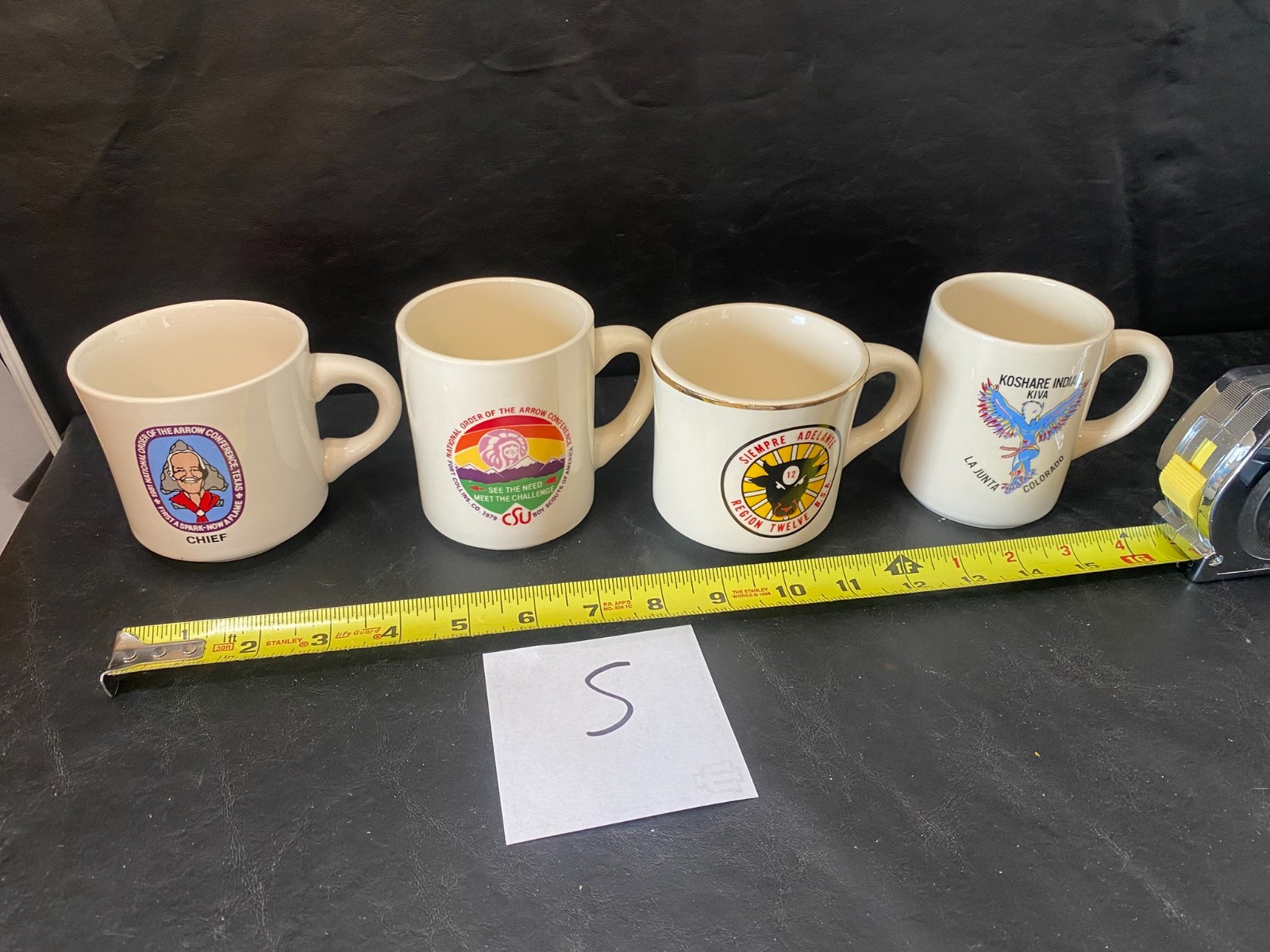 vintage Boy Scout Mugs lot of 4 Order Arrow w/ Region Twelve Koshare Indian Kiva