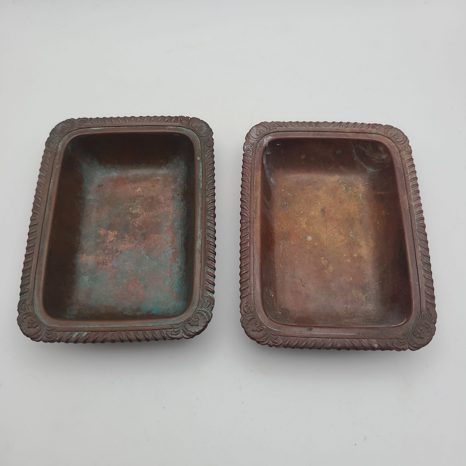 Beautiful Antique Copper Soap Dish Set 